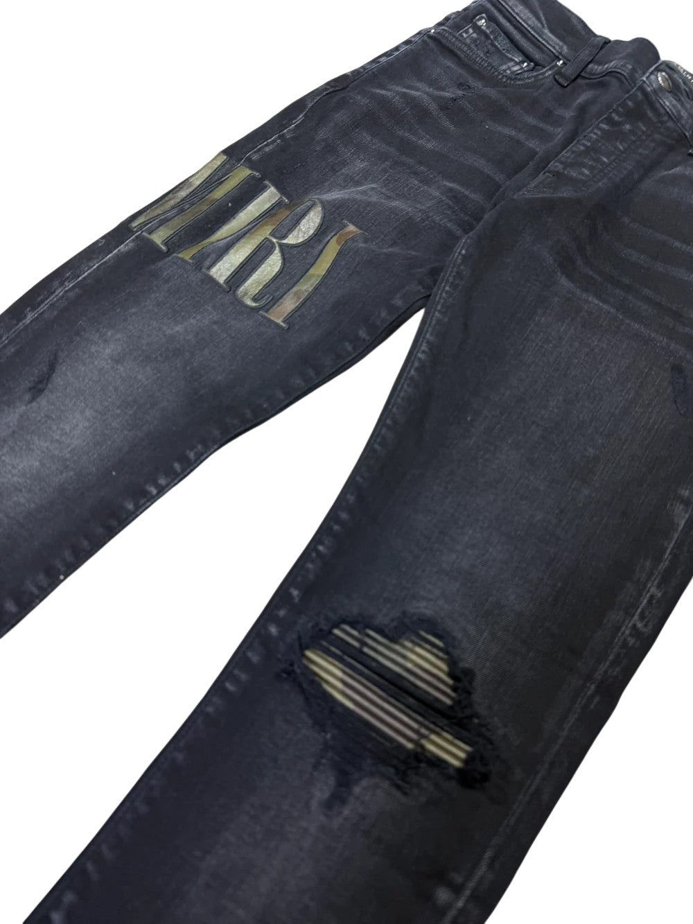 Amiri "Camo Side Logo" Black Jeans