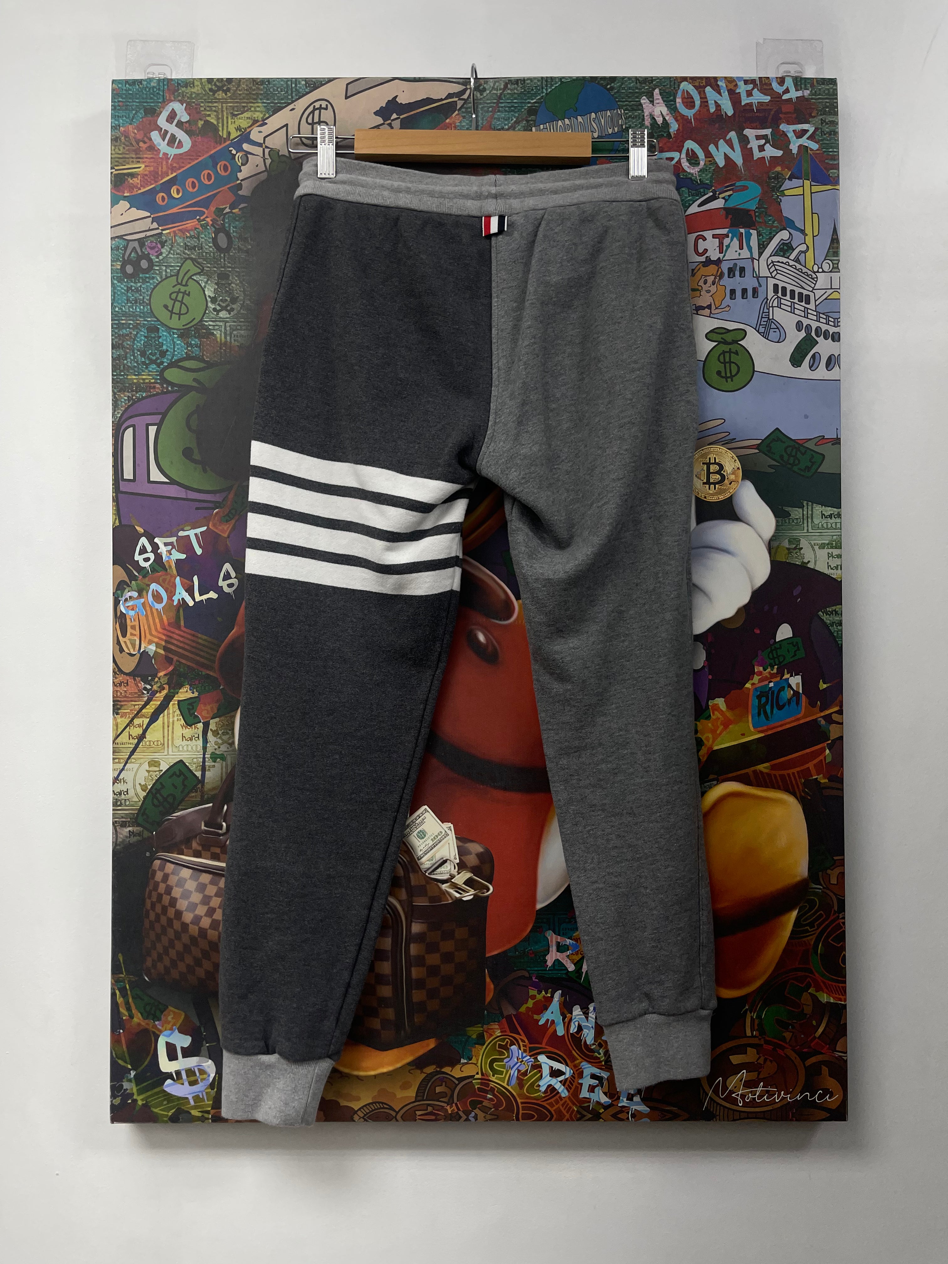Thom Browne Ash Grey White 4 Bar Sweats
