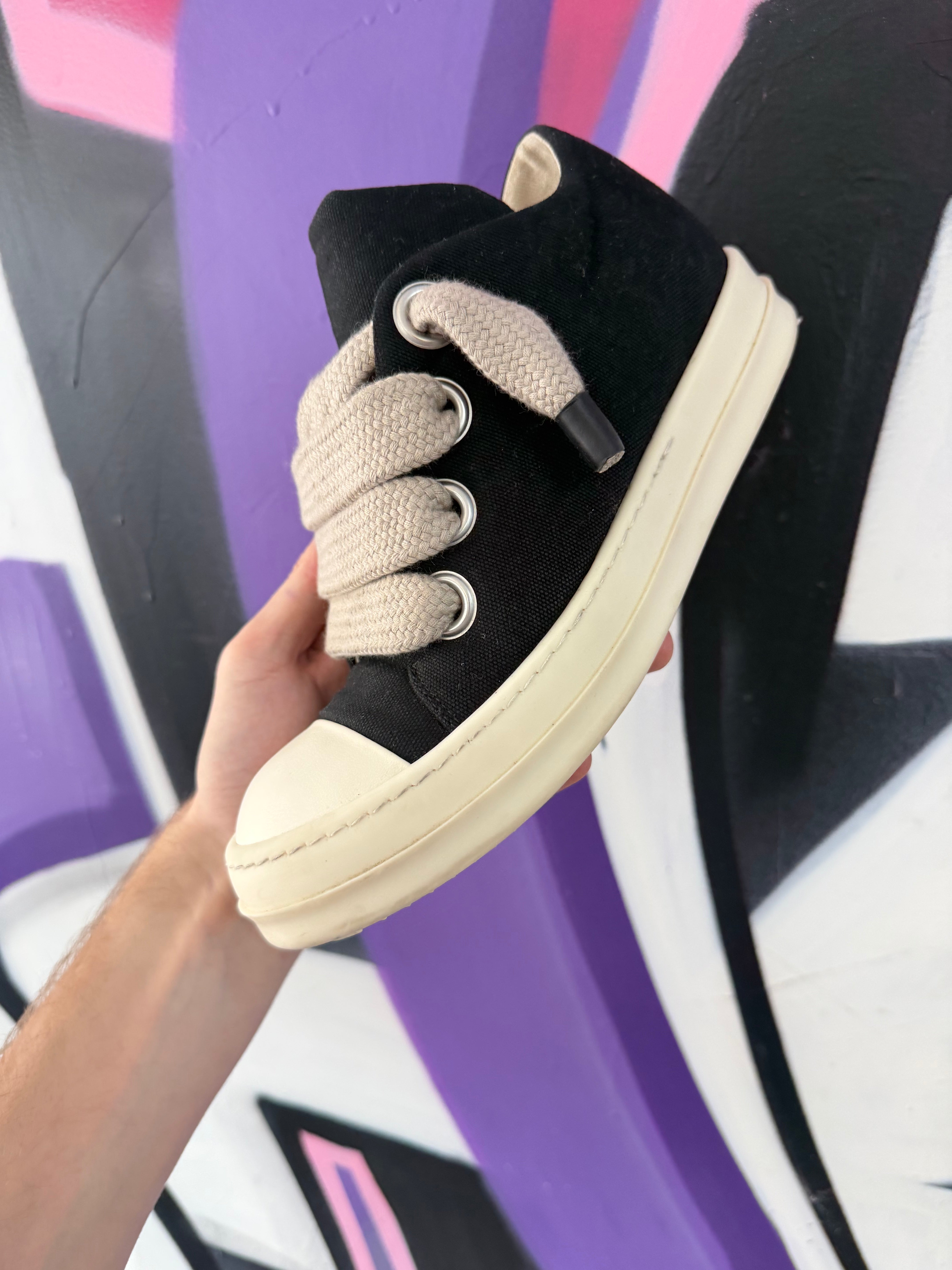 Rick Owens Black & Milk 'DRKSHDW' Padded Jumbo Lace Low Sneakers