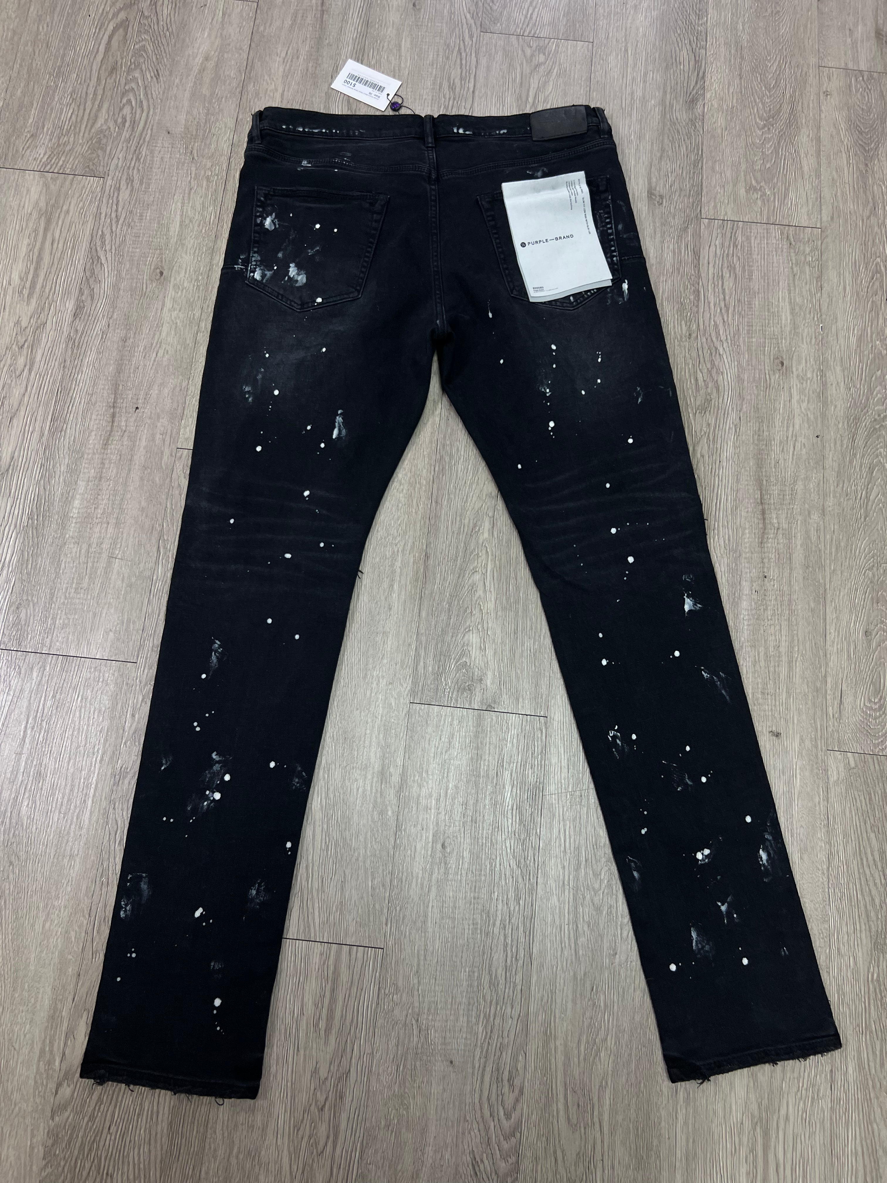 Purple Brand Black Wash White Splatter Jeans