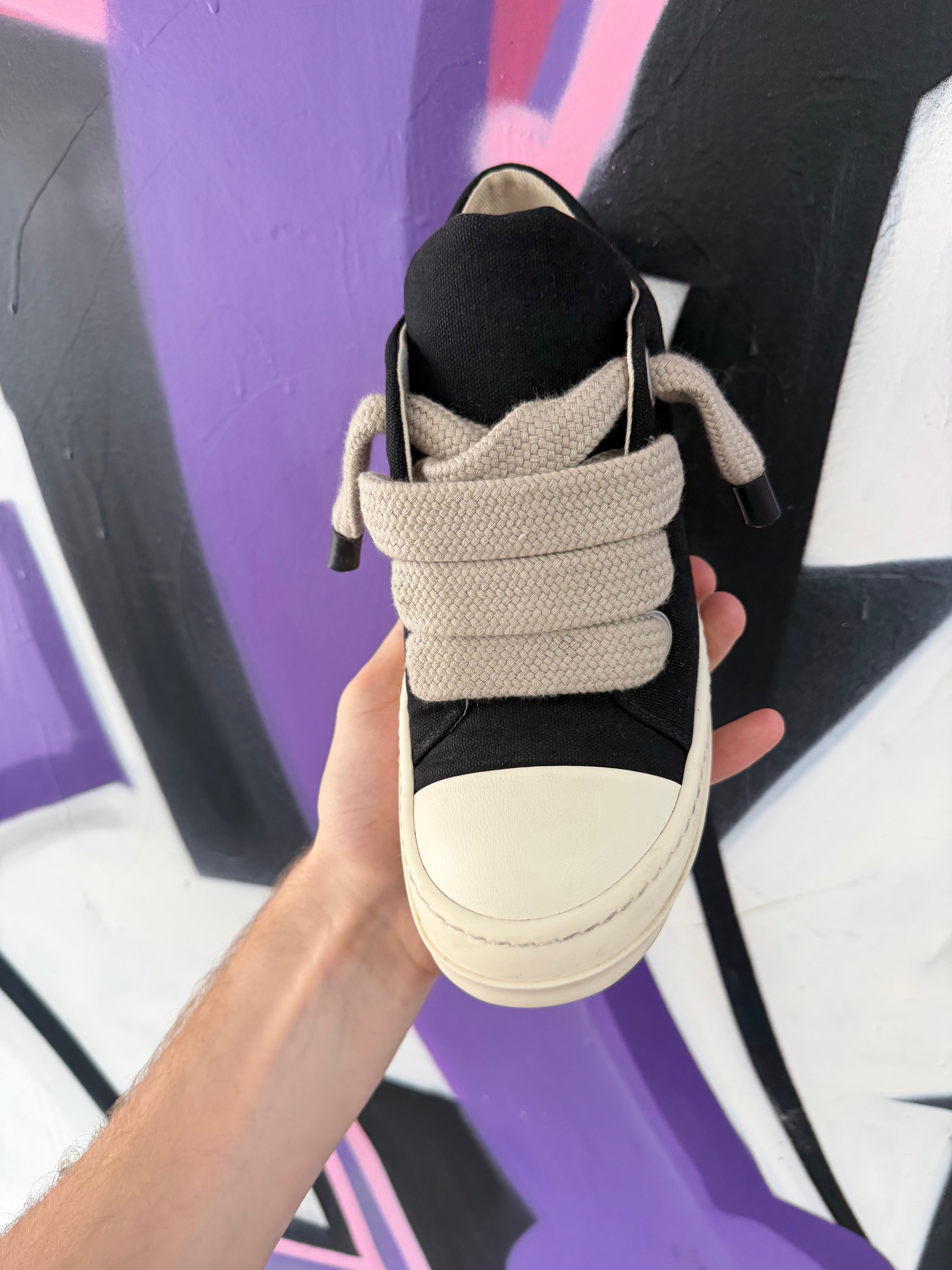 Rick Owens Black & Milk 'DRKSHDW' Padded Jumbo Lace Low Sneakers