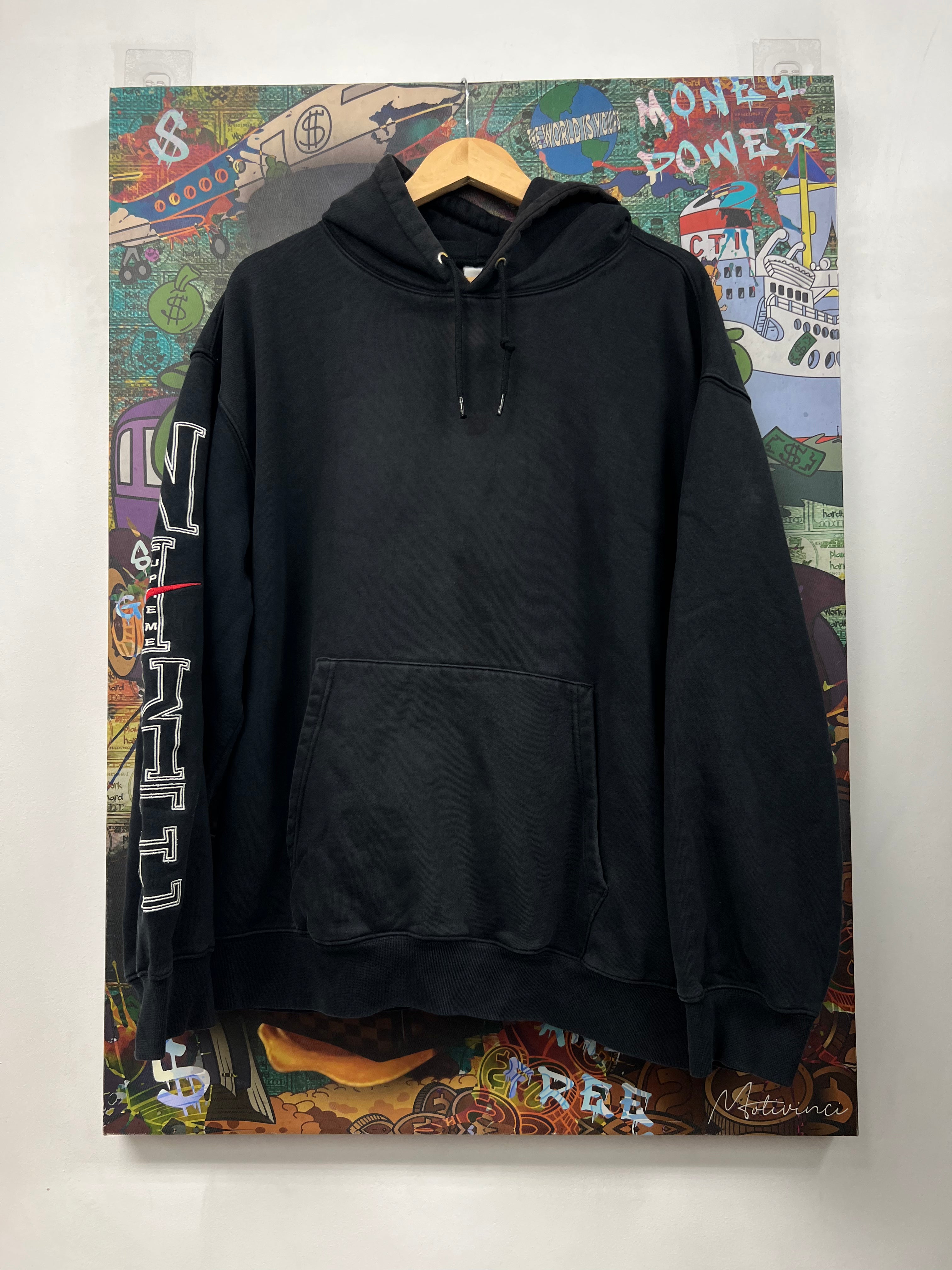 Supreme x Nike Black Embroidered Hoodie (Fading)