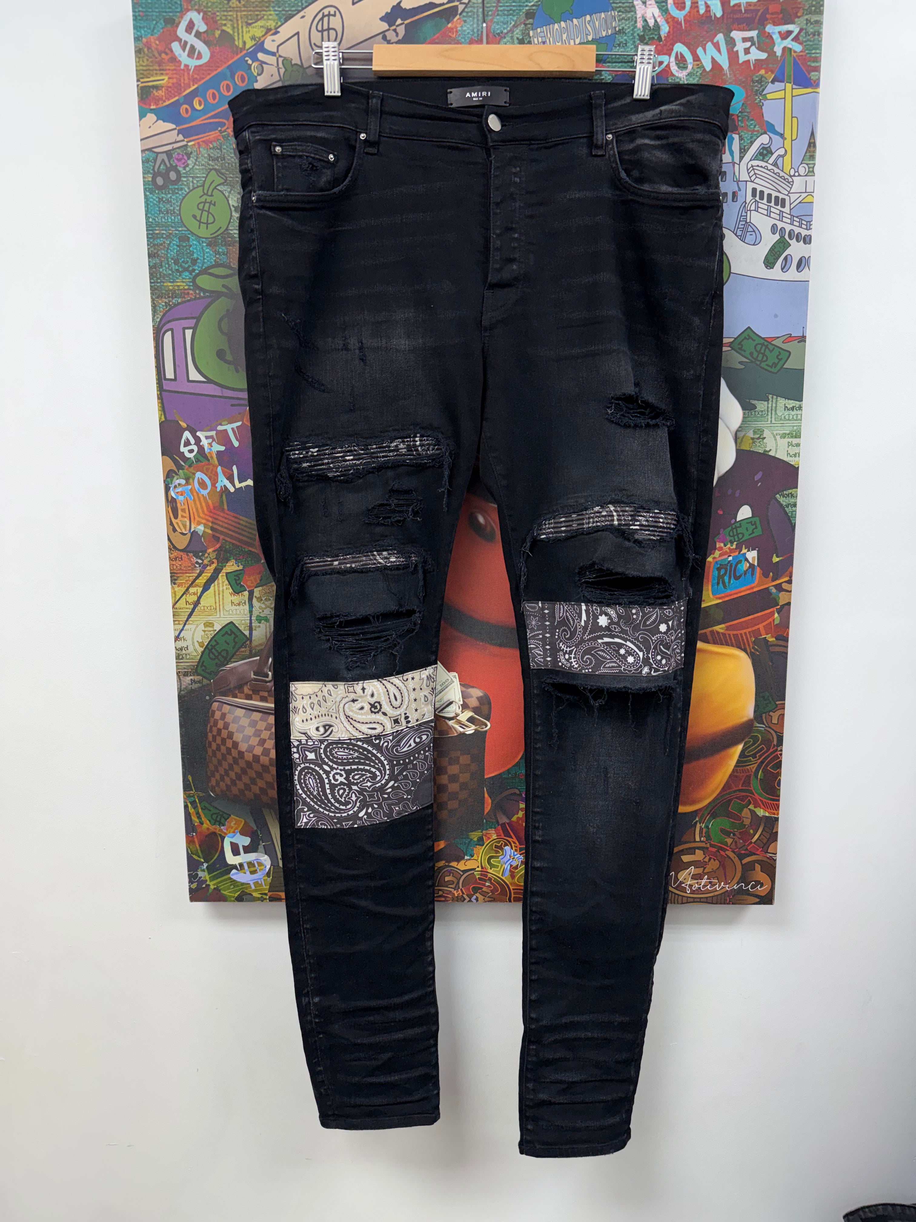 Amiri Black Vintage Patchwork Jeans
