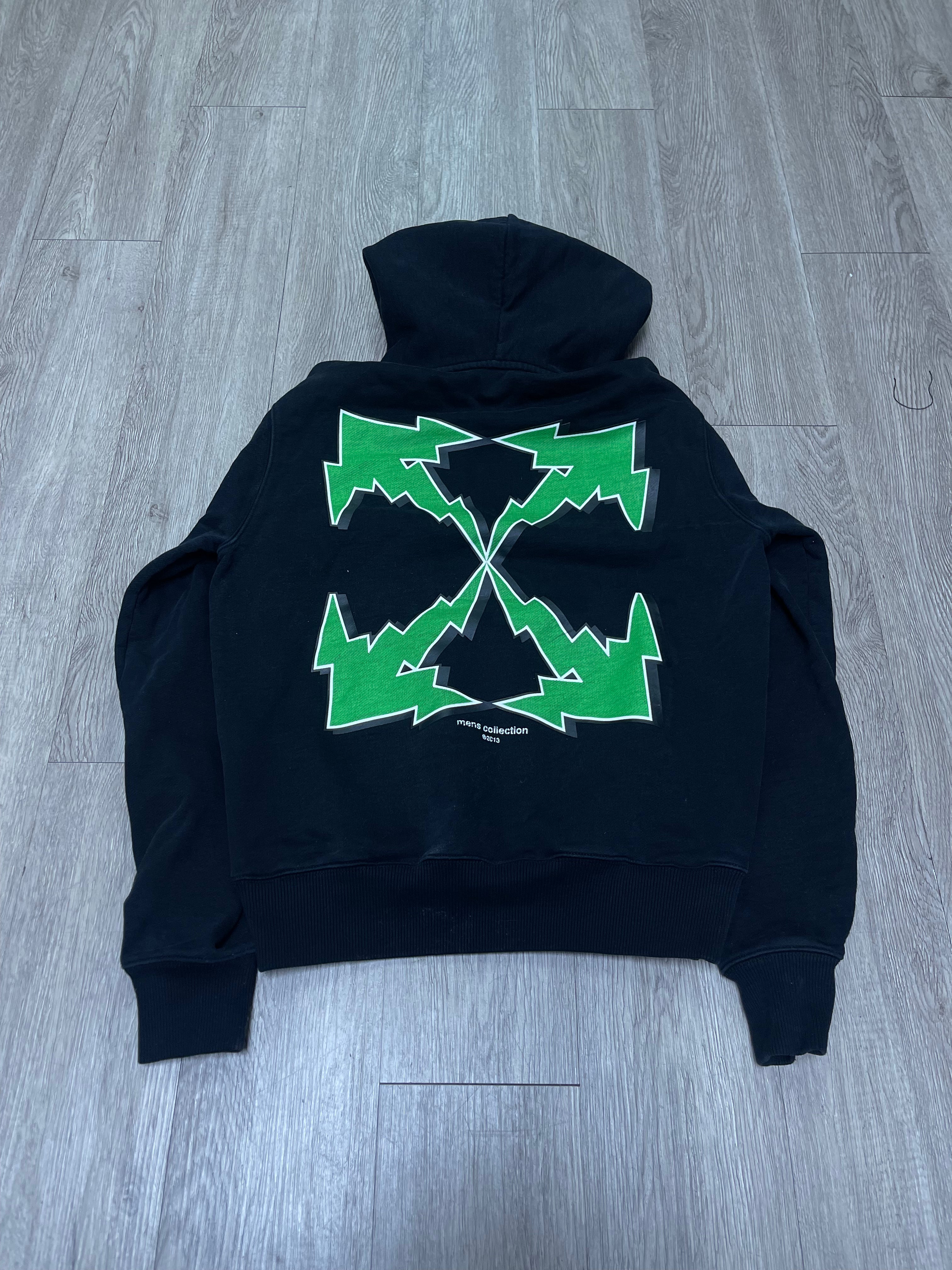 Off White Black Green Bolt Arrows Hoodie