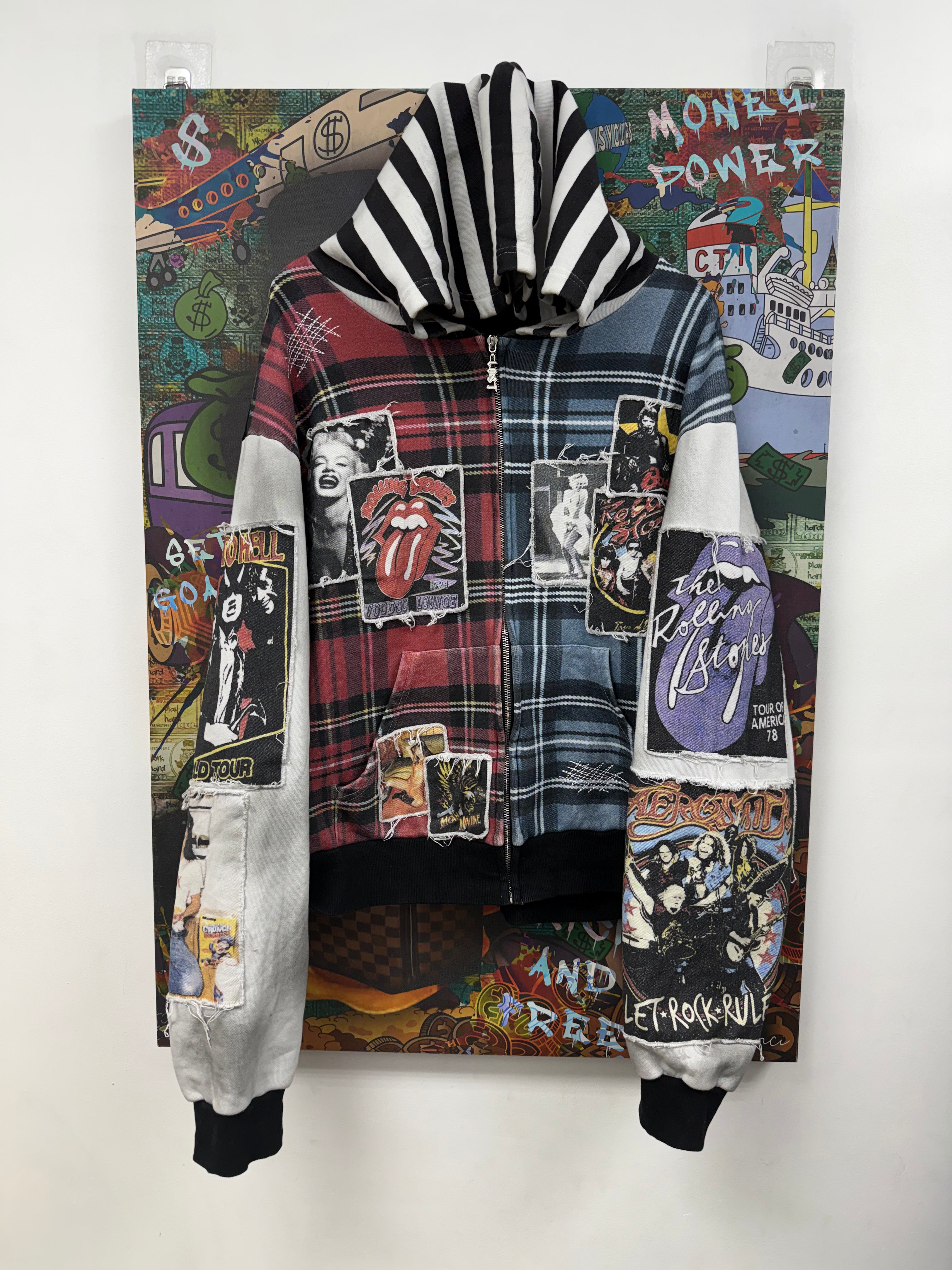 Lost Intricacy Rockstar Patchwork Zip Up Hoodie