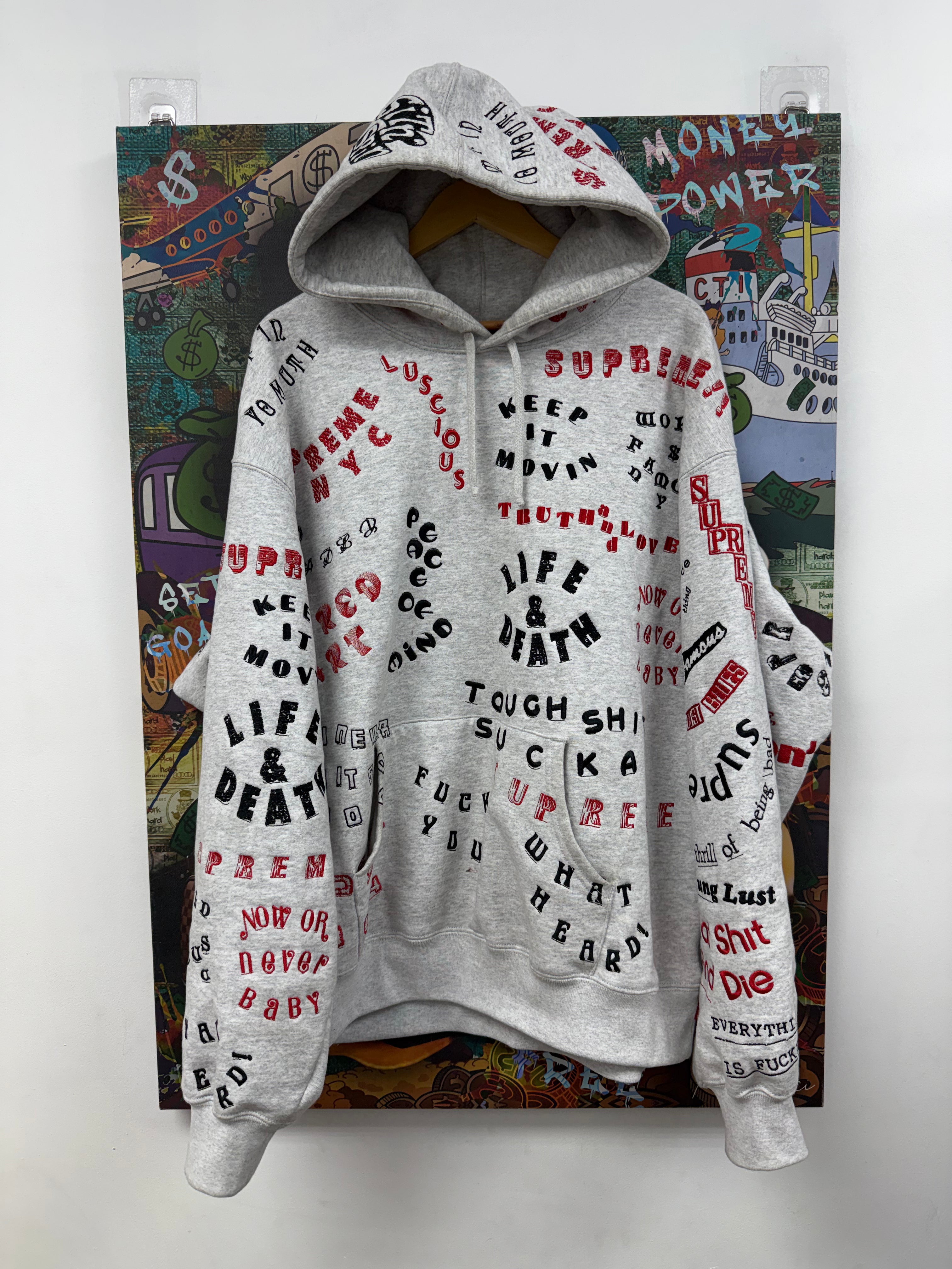 Supreme Grey Red Black Too Deadly Hoodie