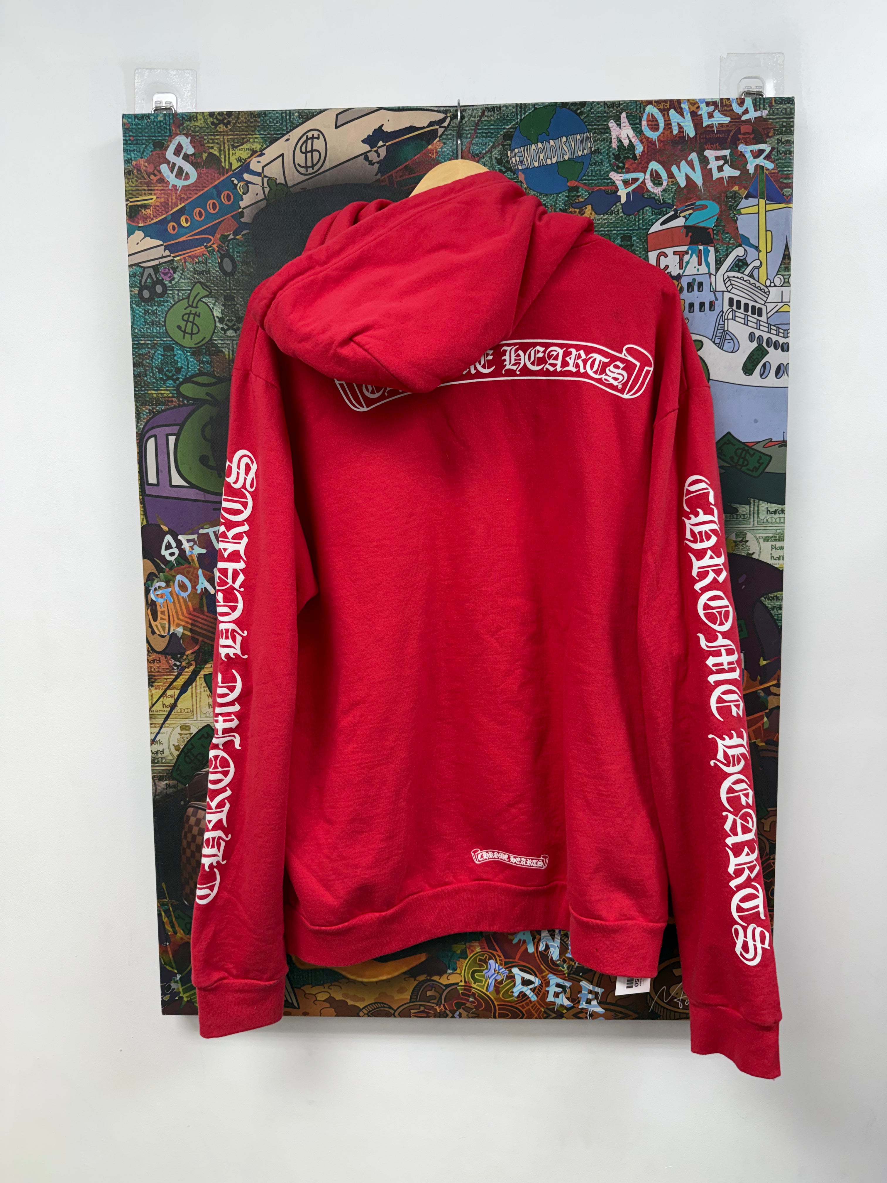 Chrome Hearts Red Scroll Logo Hoodie