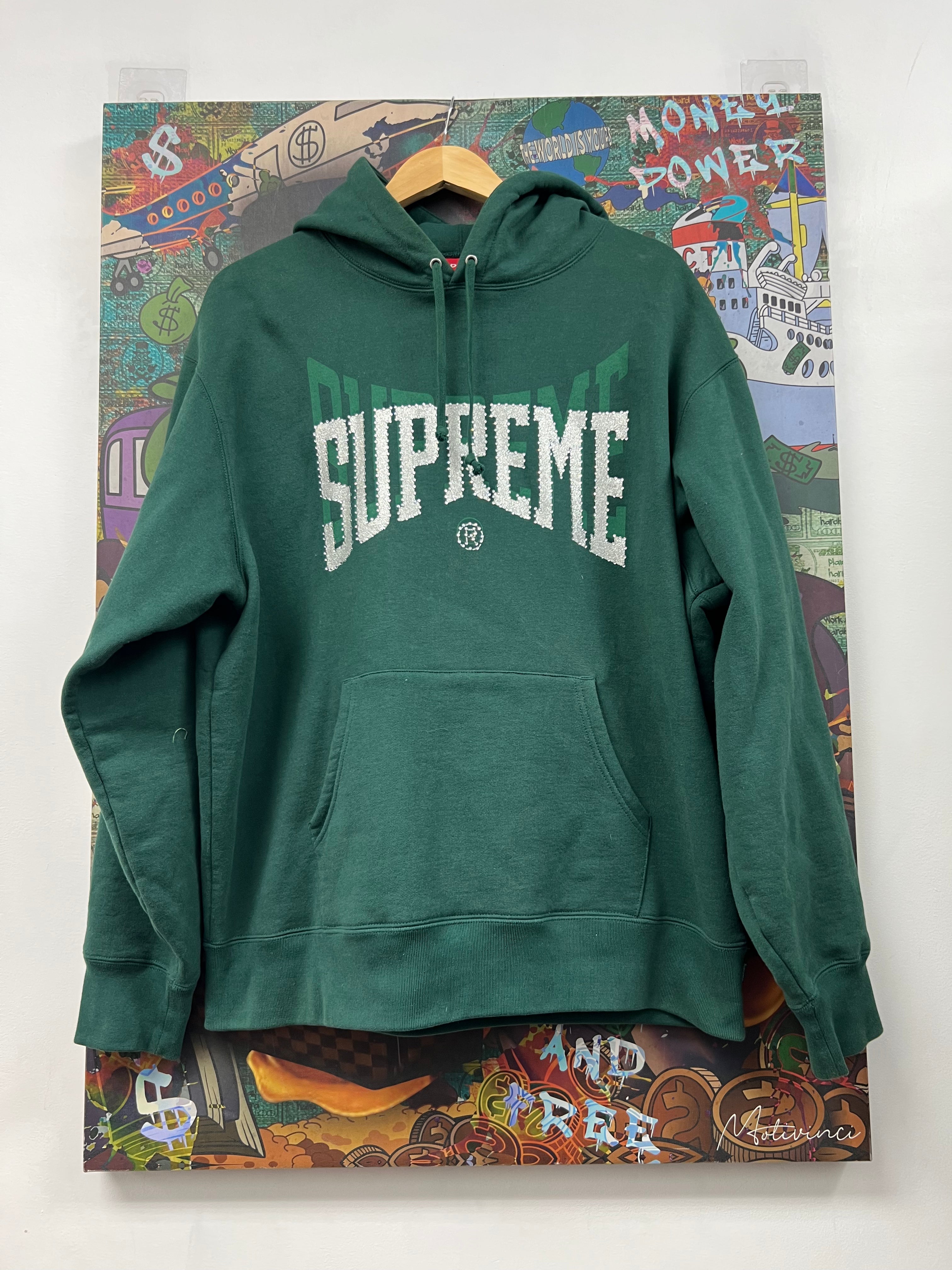 Supreme Green Rhinestone Hoodie