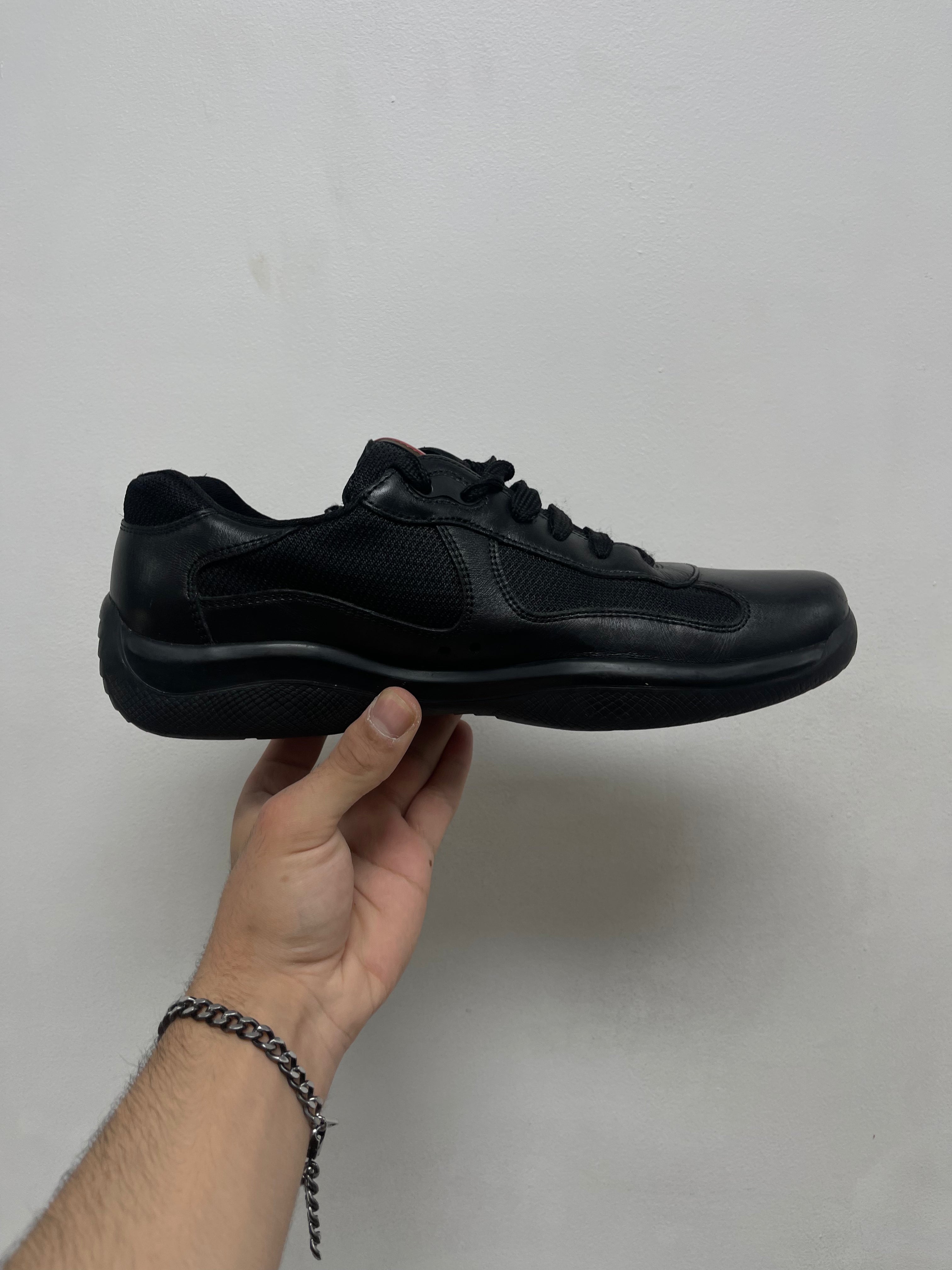 Prada Black Leather Cups Sneakers