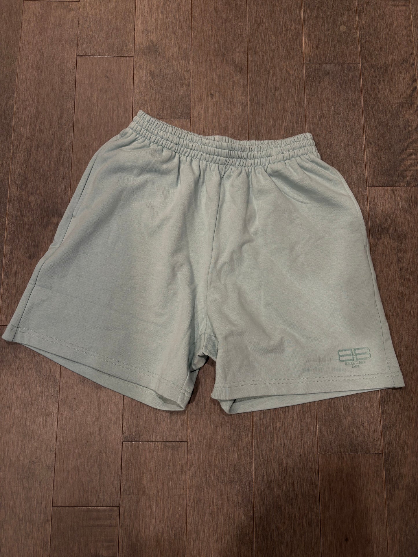 Balenciaga Teal Shorts BB Logo