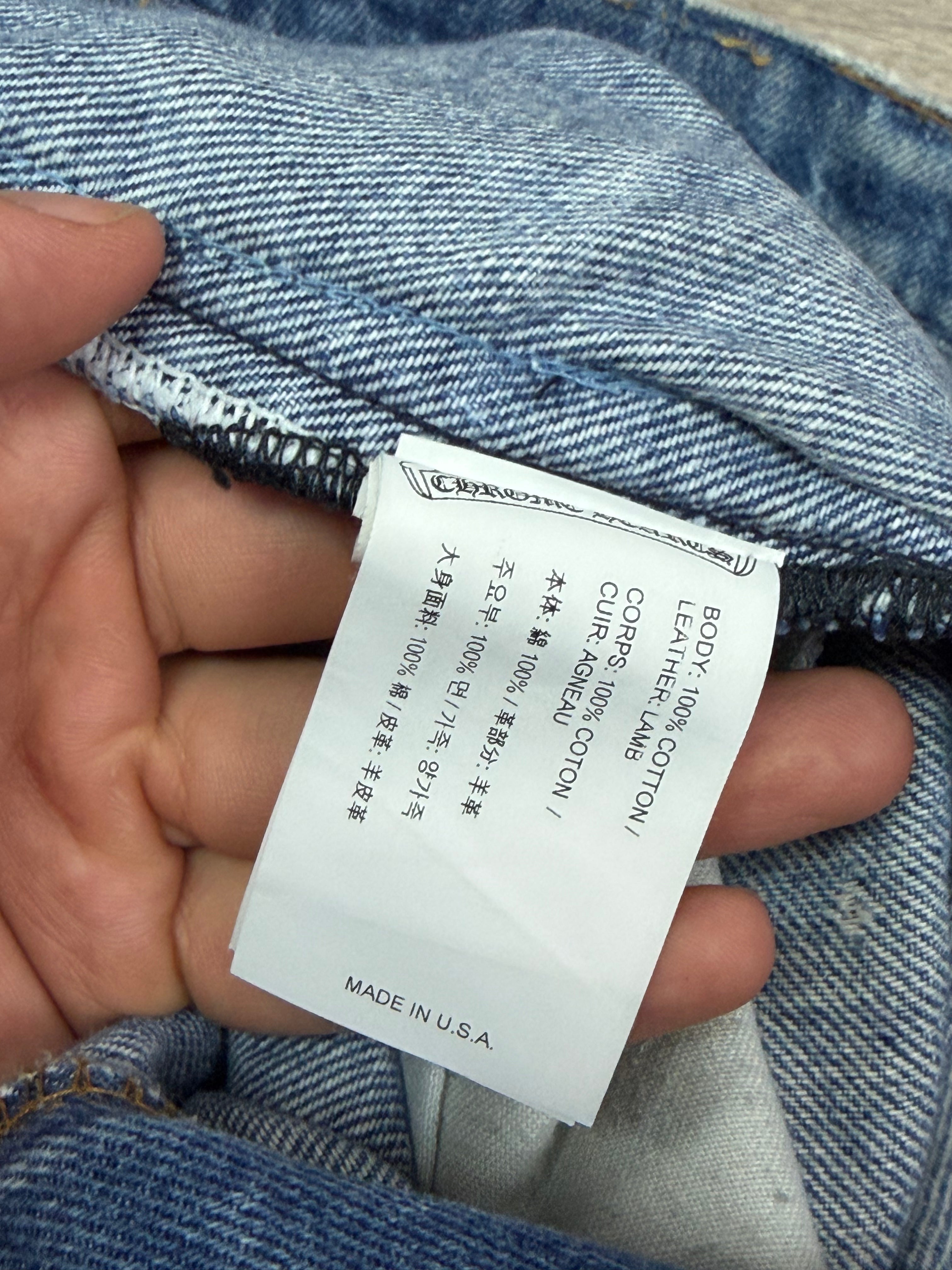 Chrome Hearts Light Wash 517 Black Patch Jeans