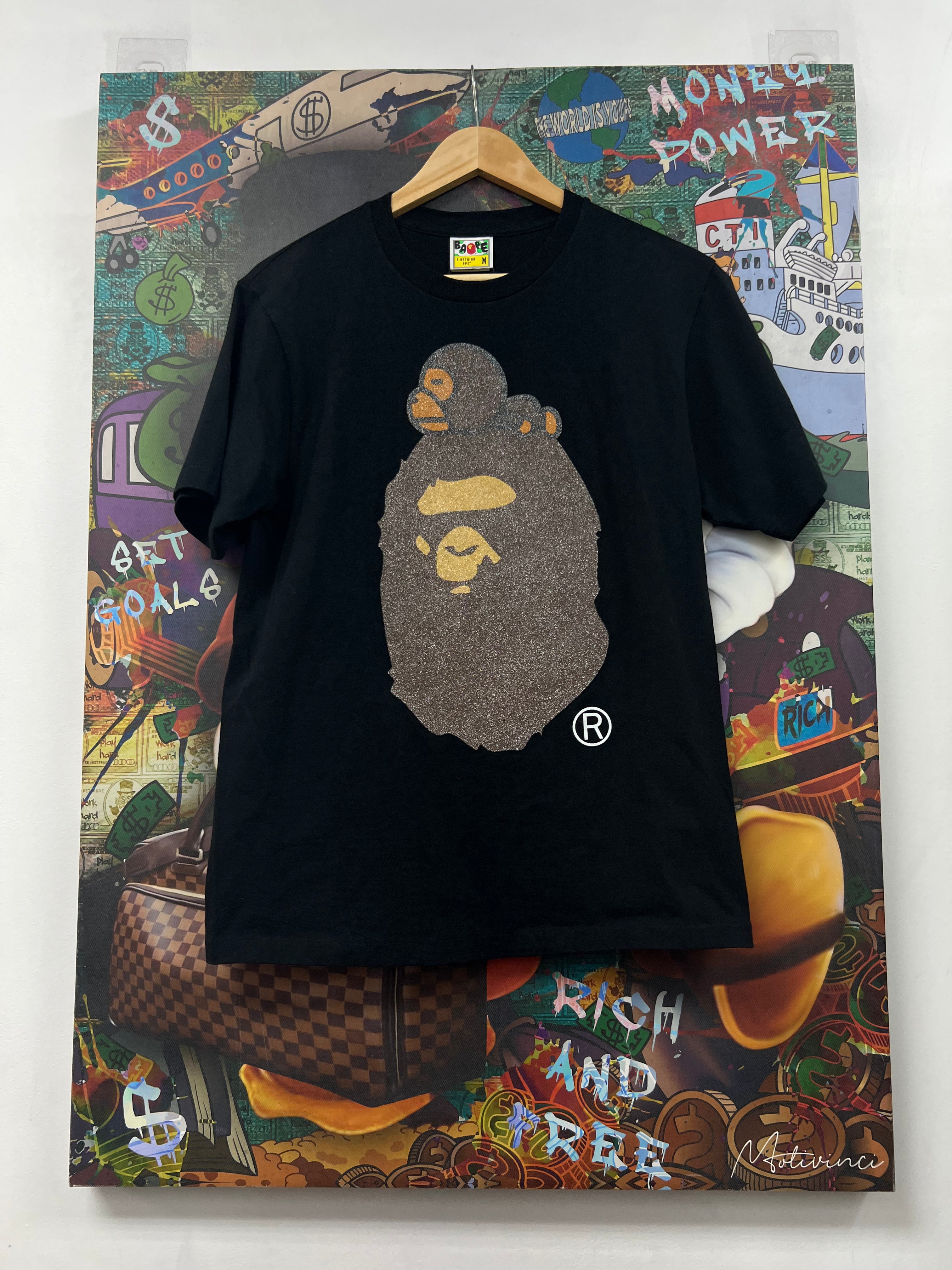 BAPE Black Baby Milo Swarovski Rhinestone Tee