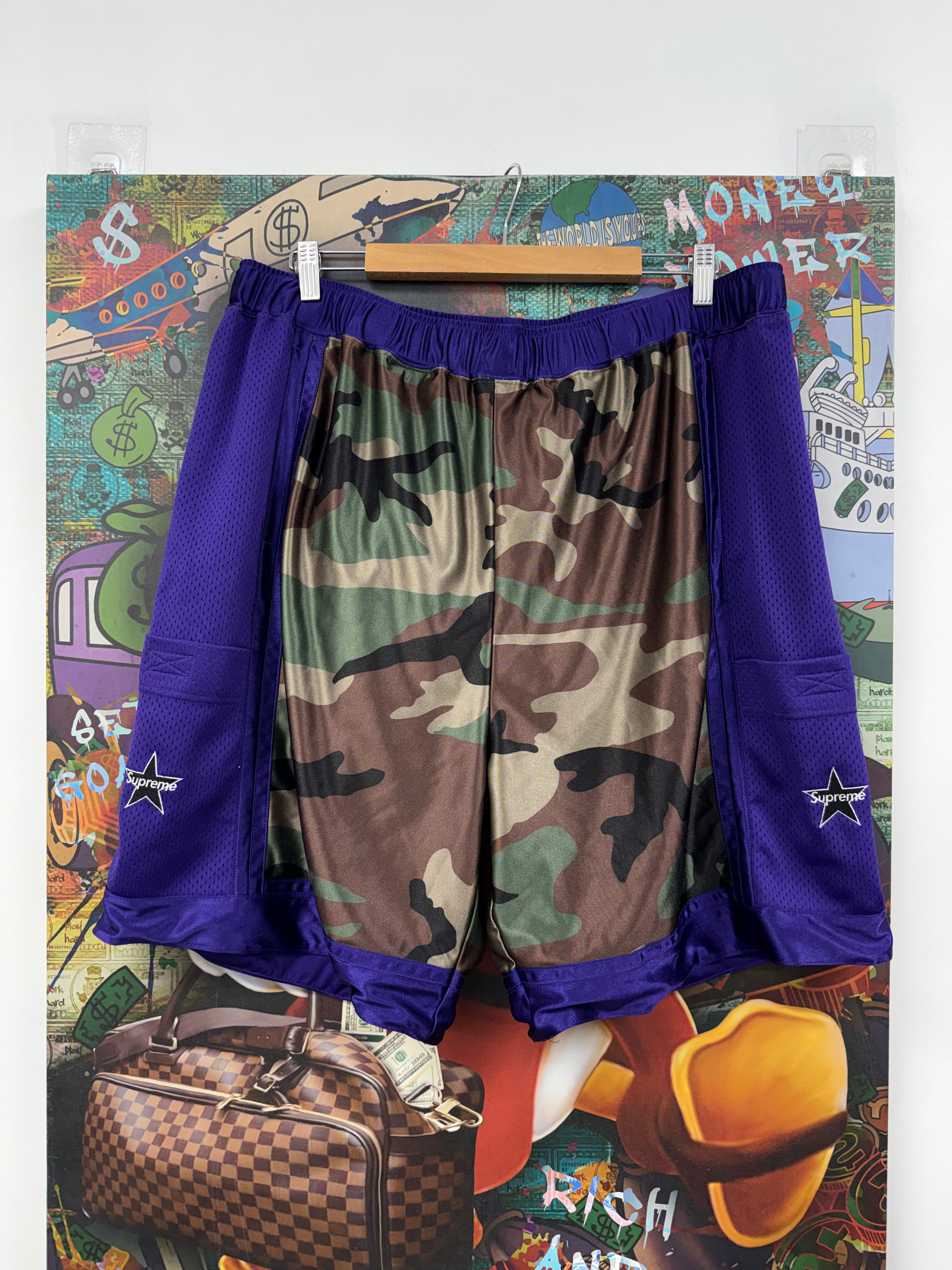 Supreme Mesh Purple Camo Shorts
