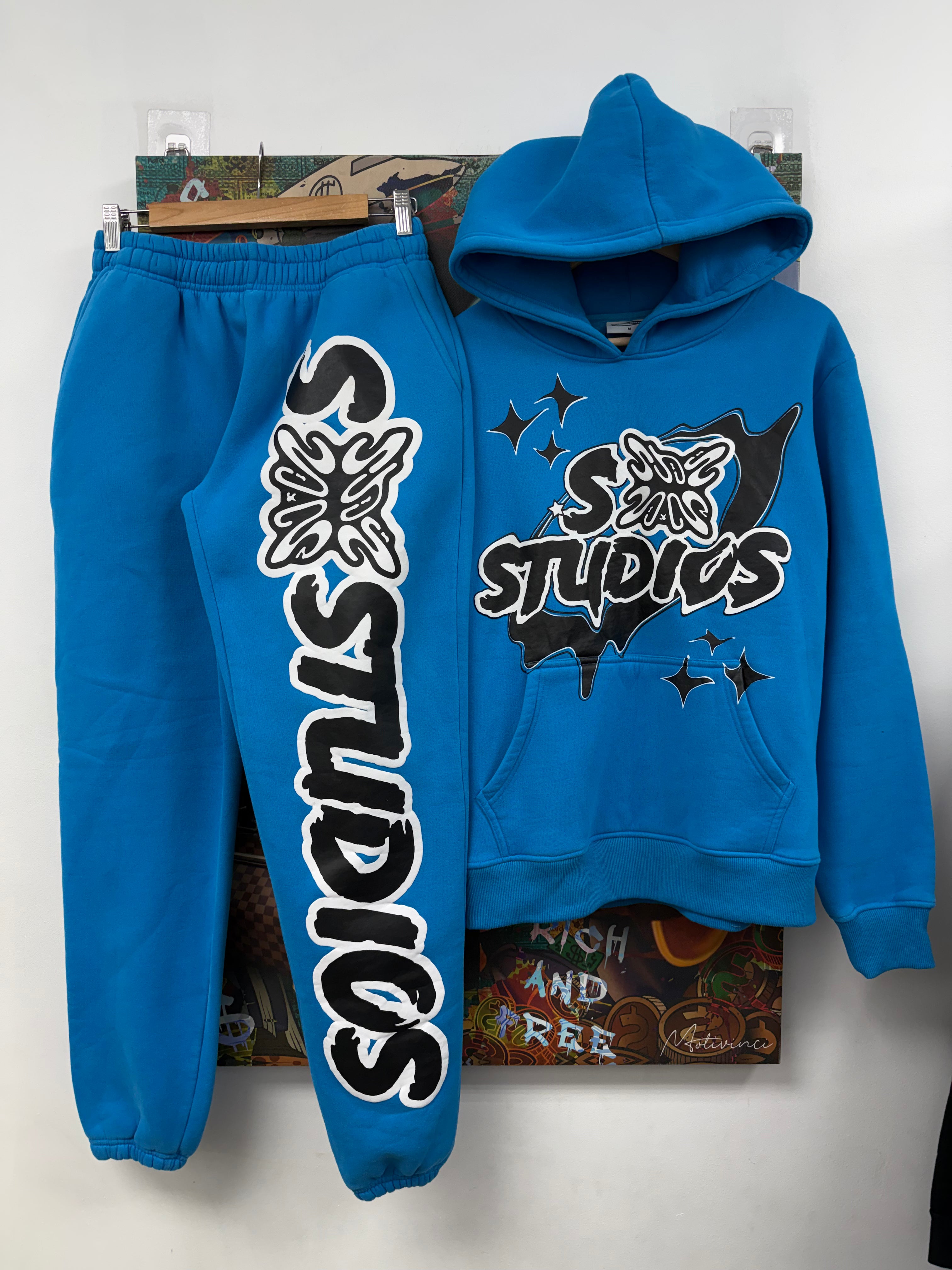 SB Studios Baby Blue Black Sweatsuit