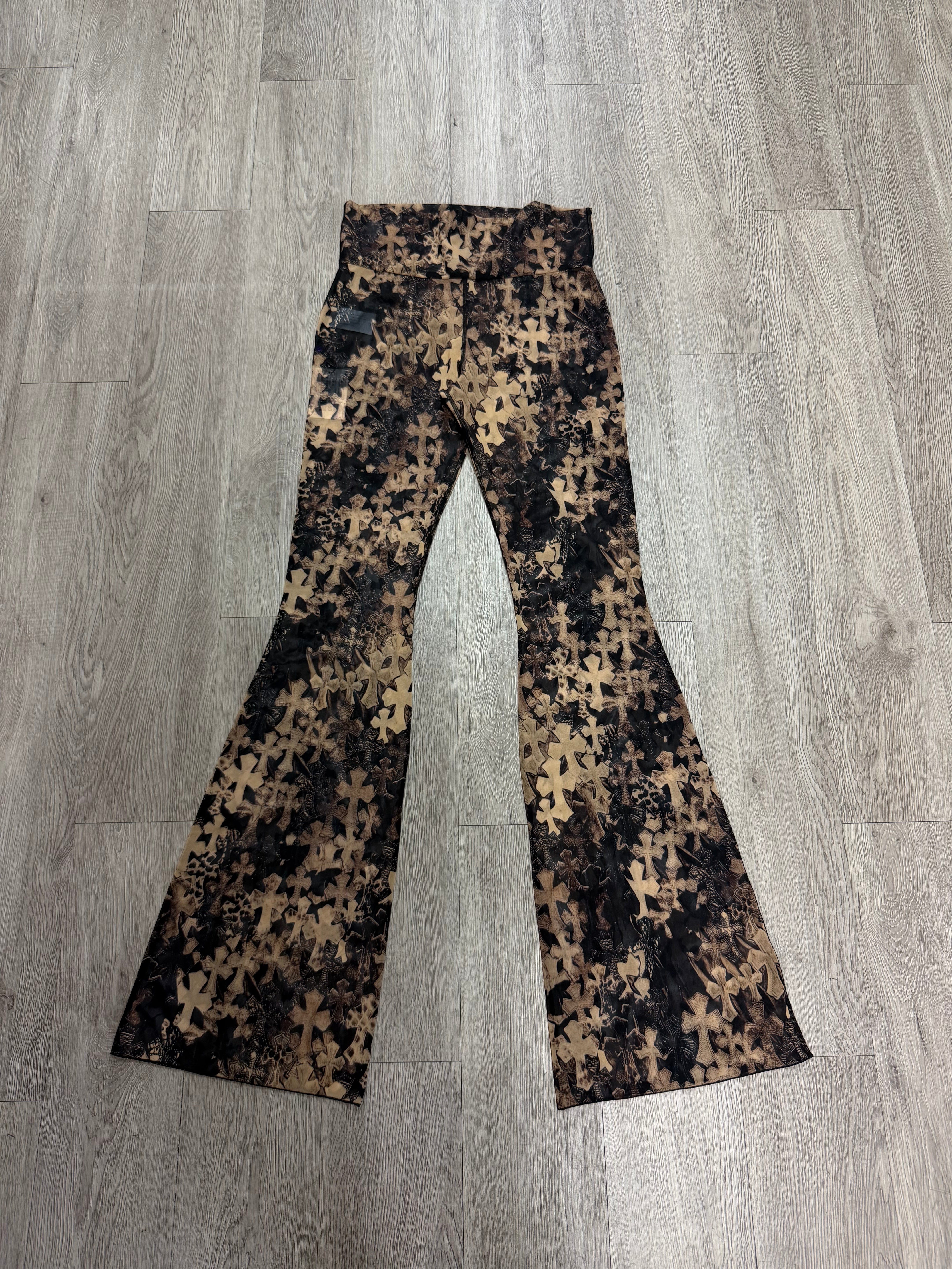 Chrome Hearts Waterfall Cross Print Mesh Leggings
