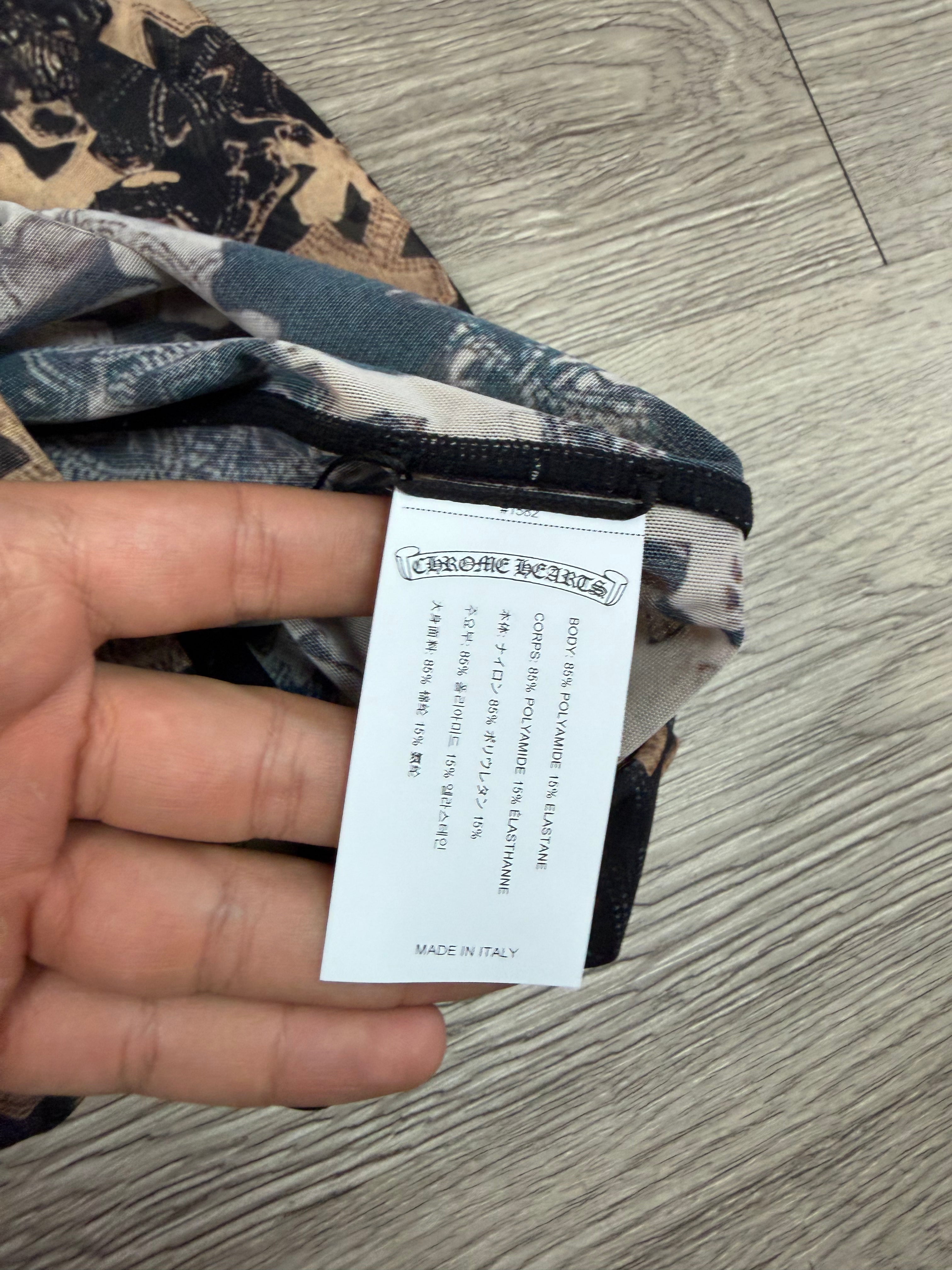 Chrome Hearts Waterfall Cross Print Mesh Leggings