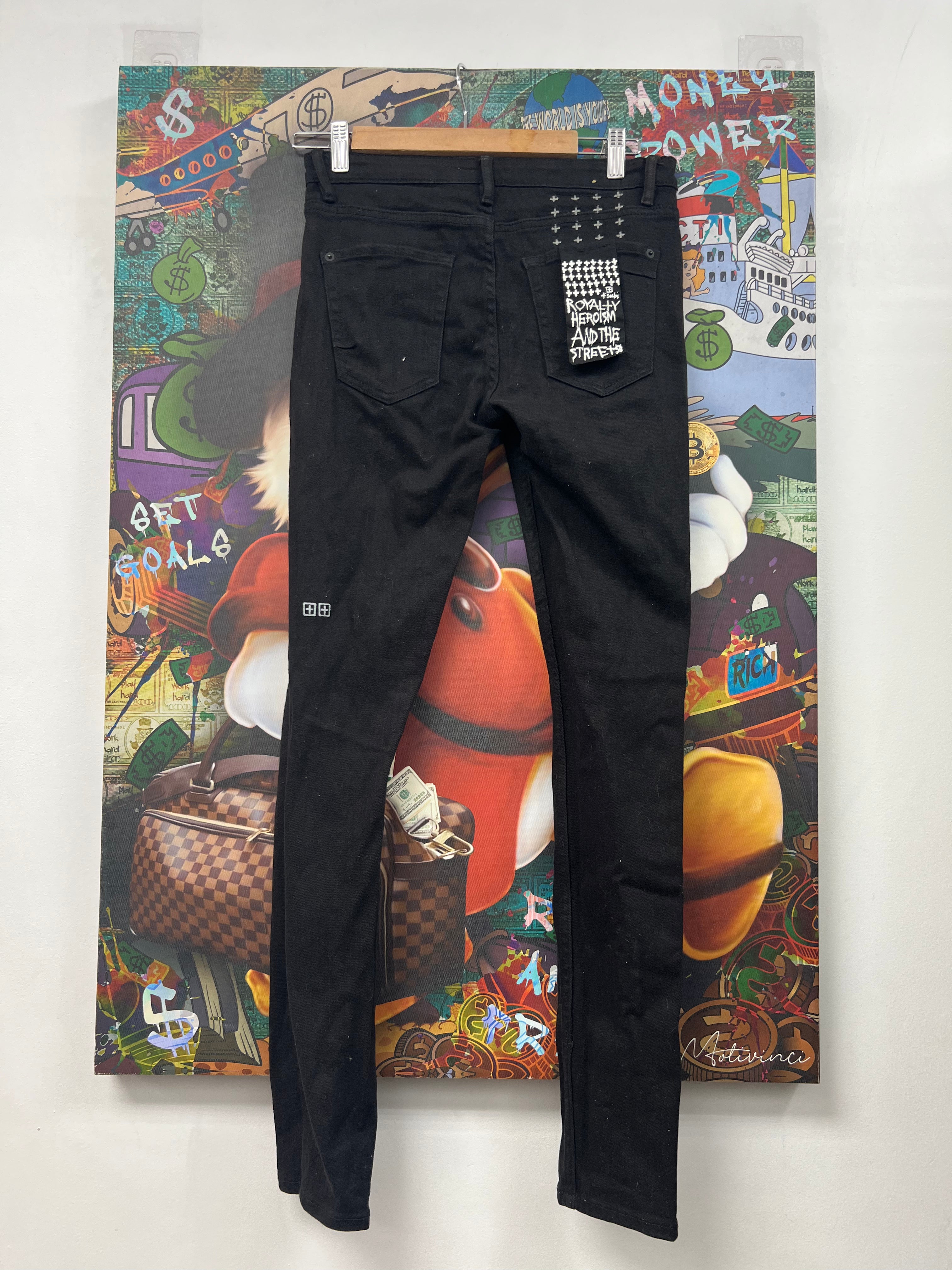 Ksubi Black Plain Knee Ripped Jeans