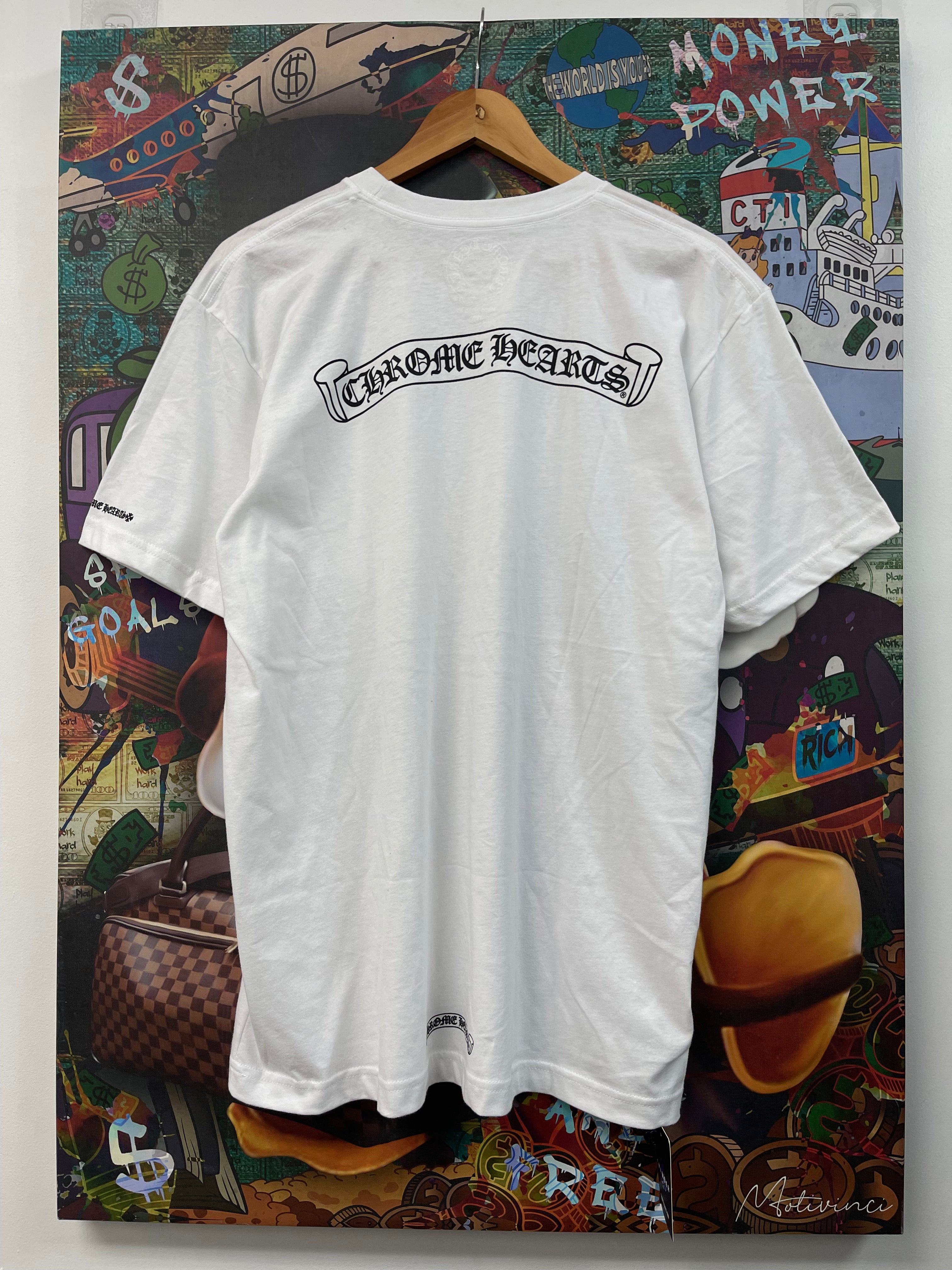 Chrome Hearts White Black Scroll Logo Tee