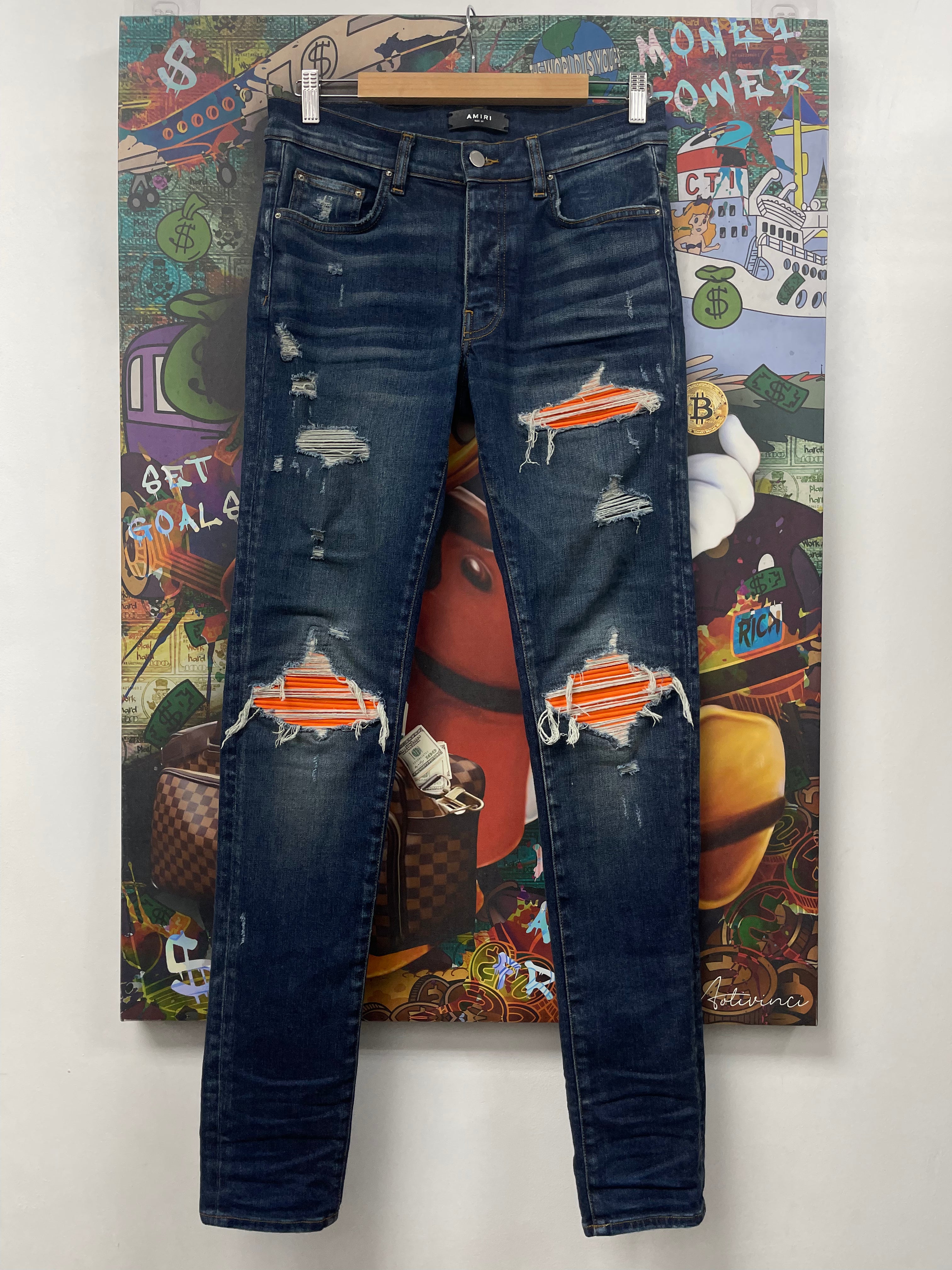 Amiri MX1 Deep Classic Orange Patch Jeans
