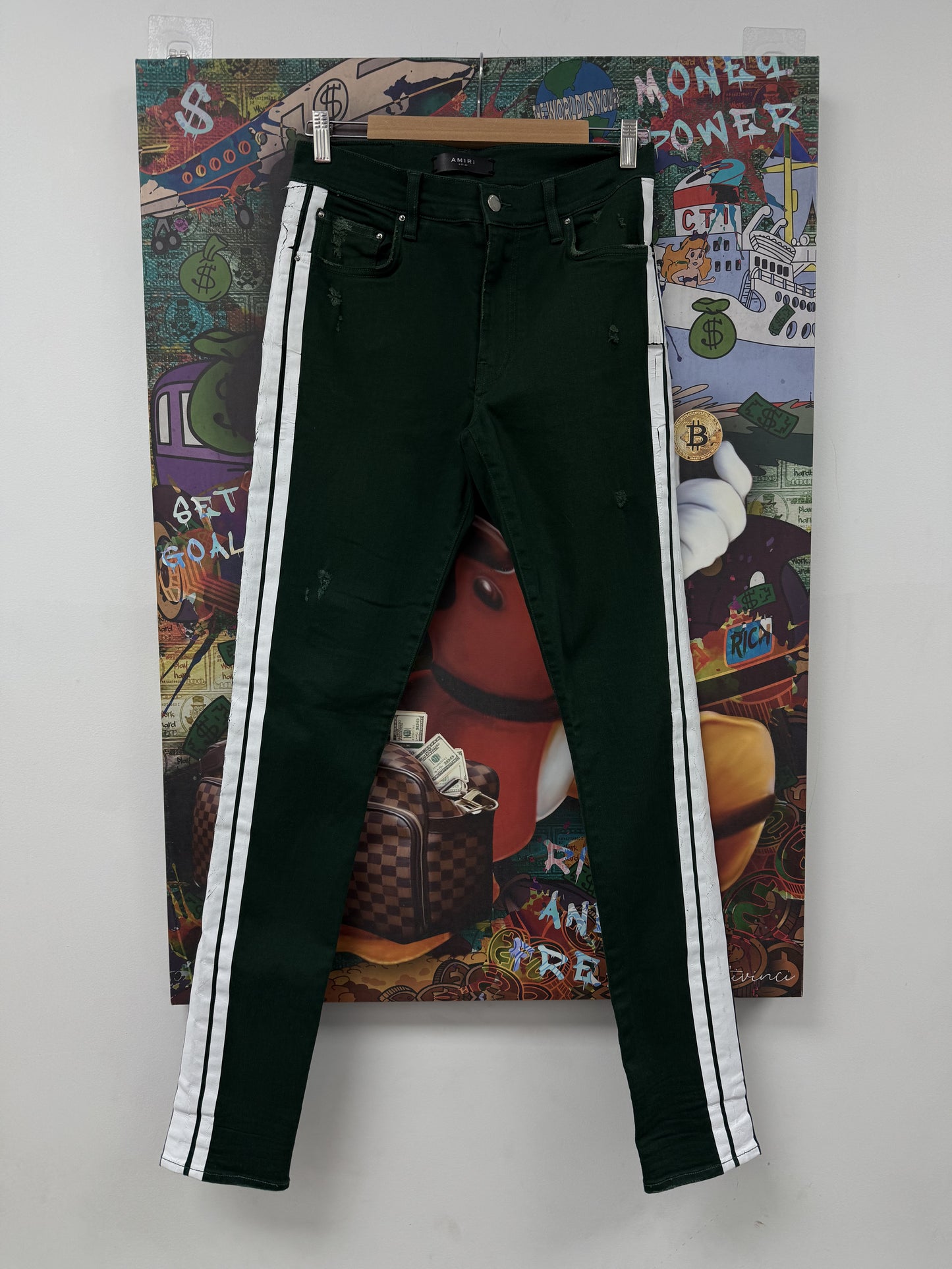 Amiri Jeans Green White Stripe Used 30 N/A