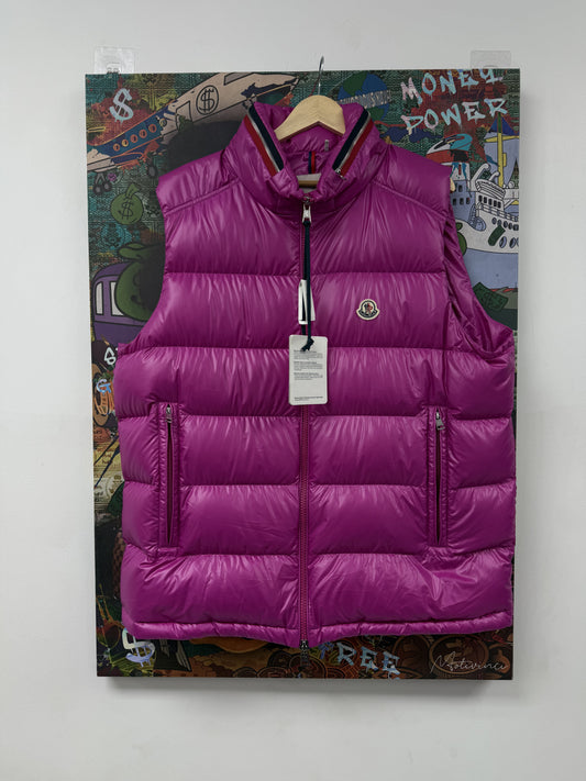 Moncler Vest Pink Retractable Hood New 7 (XXL) With Tags