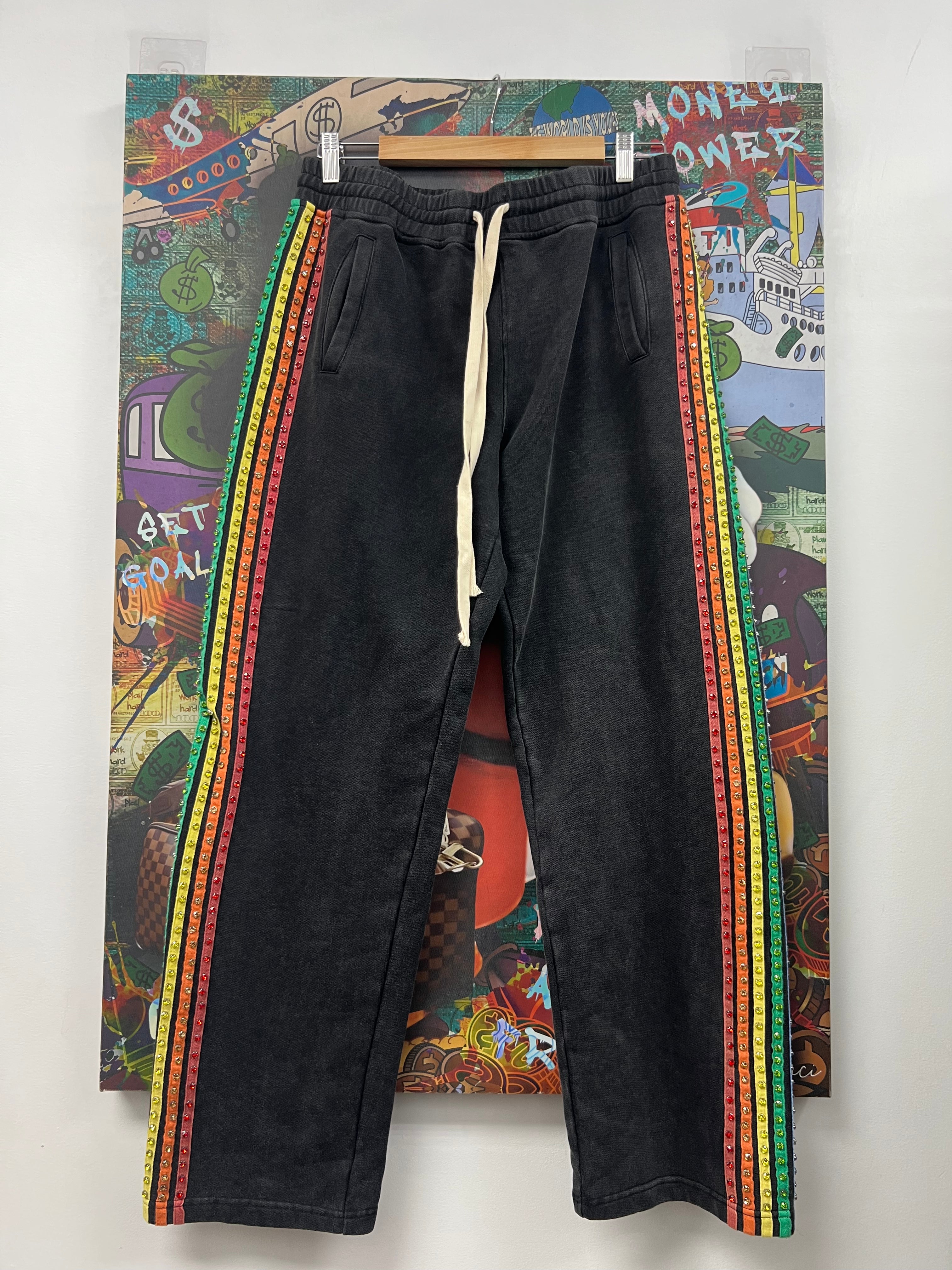 Vale Black Rainbow Rhinestone Sweats