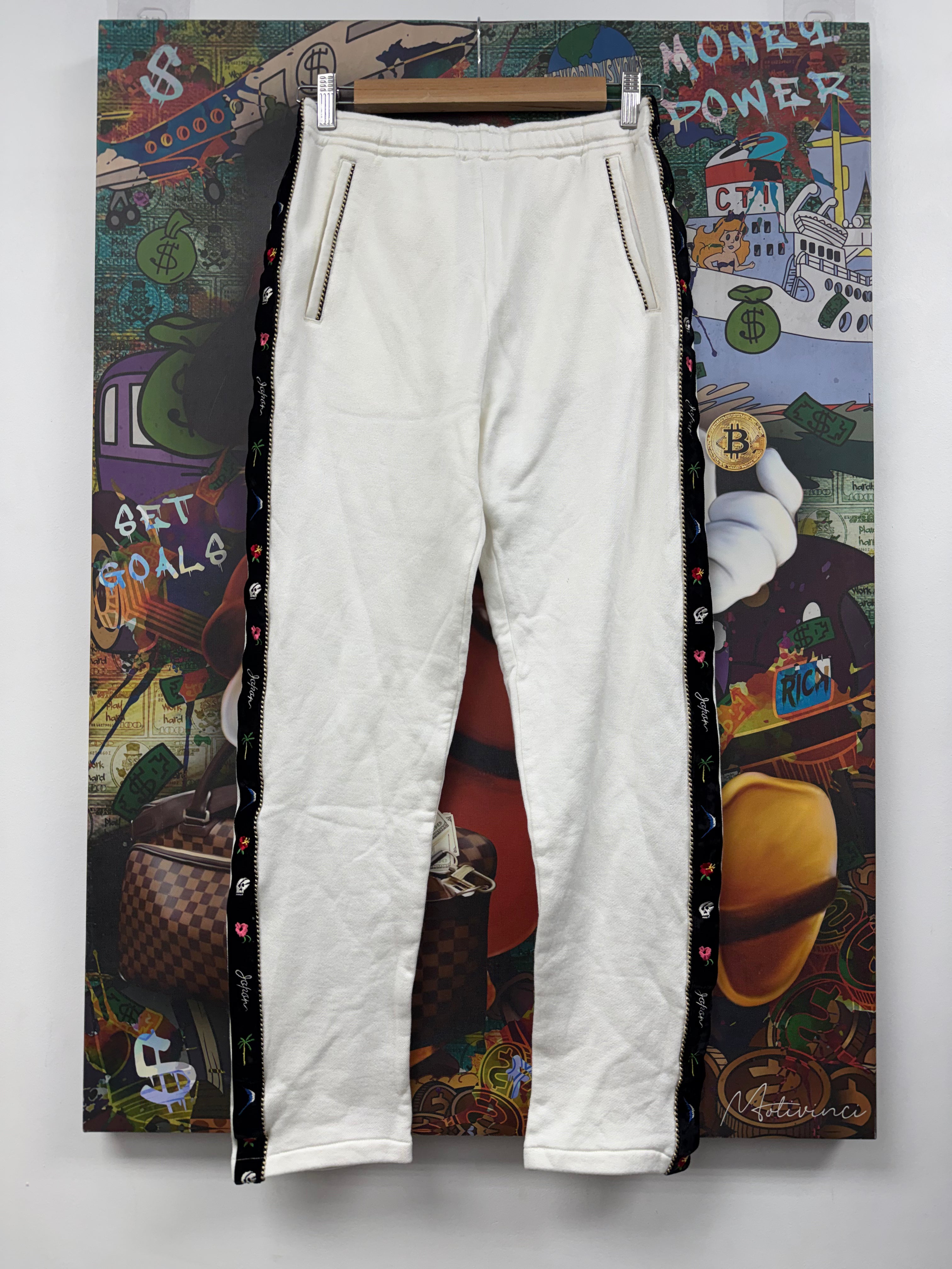 Kapital White Black Floral Stripe Sweats