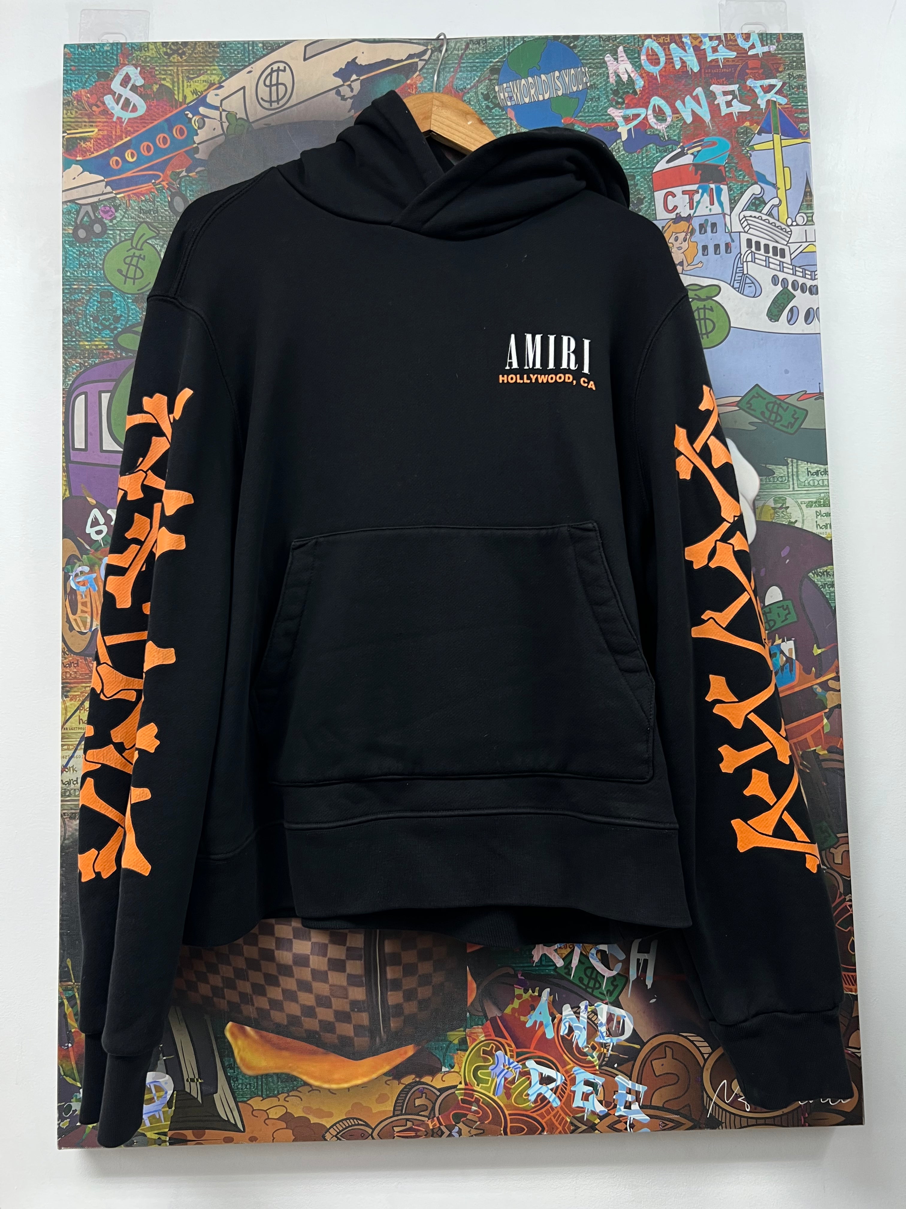 Amiri Black Orange Bones Hoodie