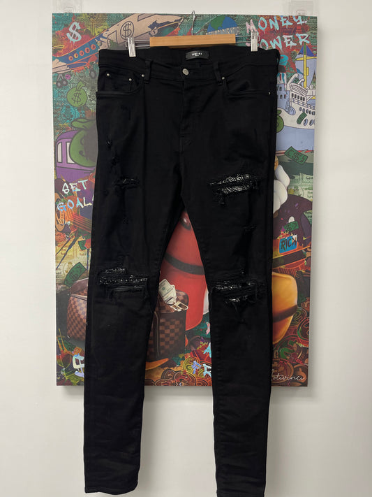 Amiri MX1 Black Bandana Patch Used 38