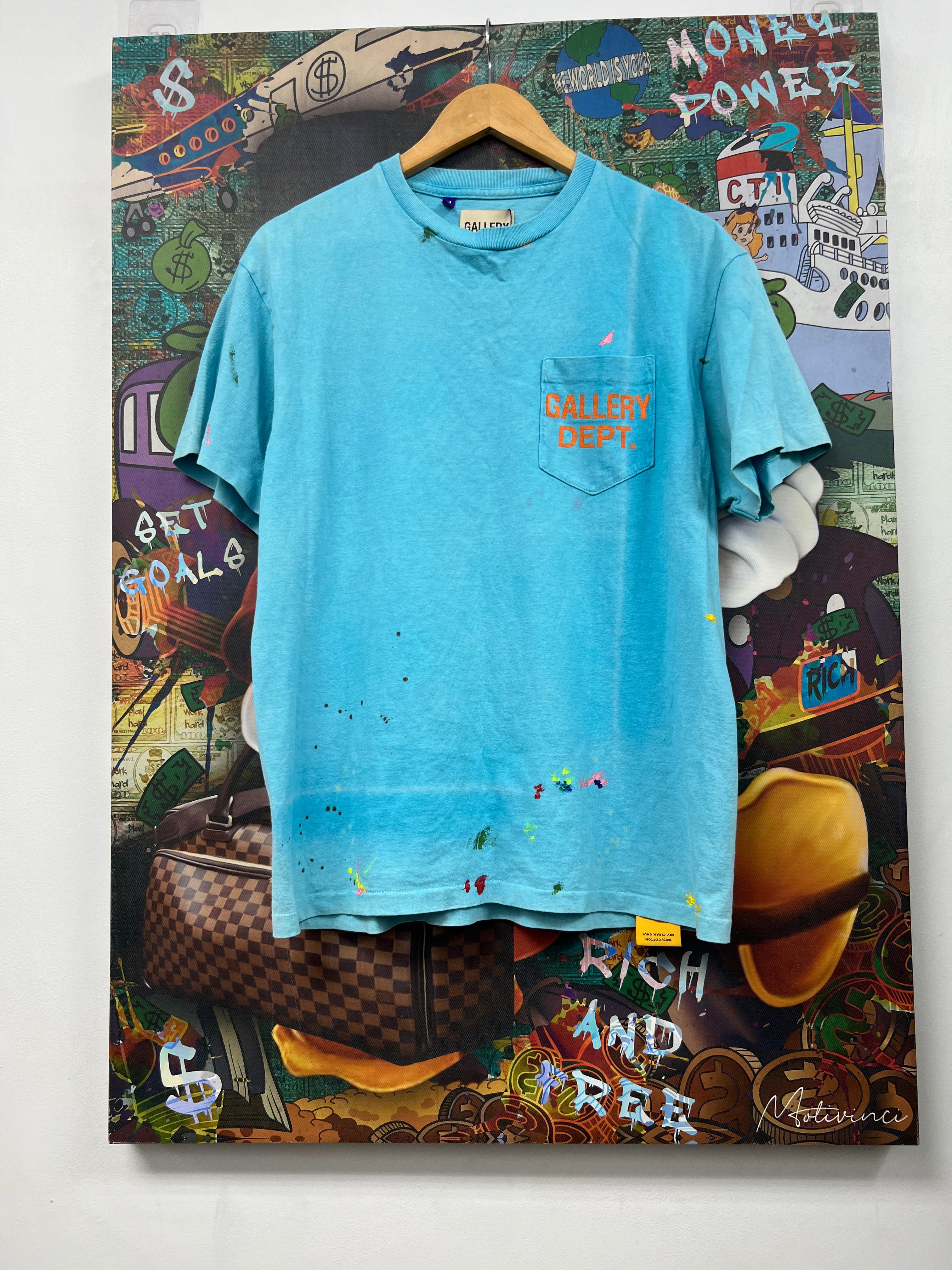 Gallery Dept Blue Orange Splatter Logo Tee