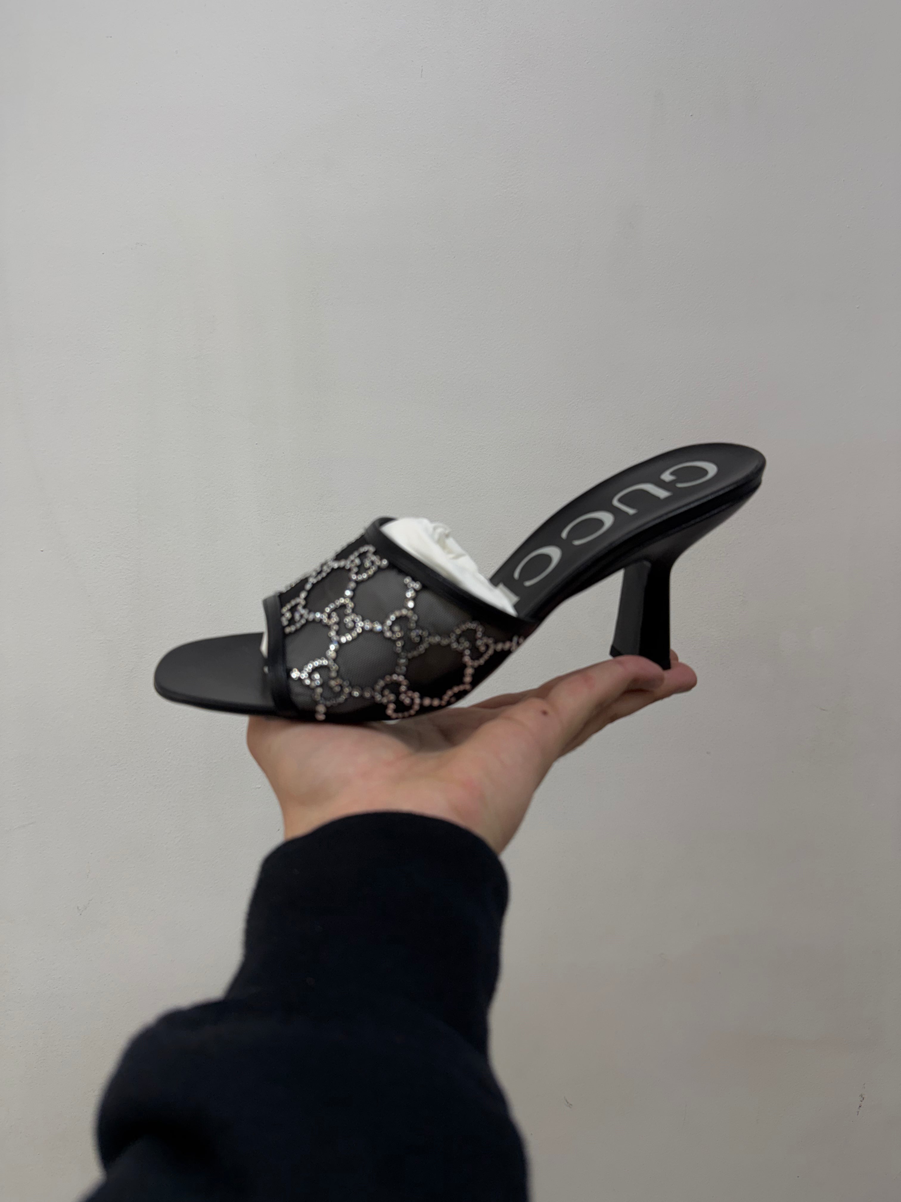 Gucci Black Crystal Heels