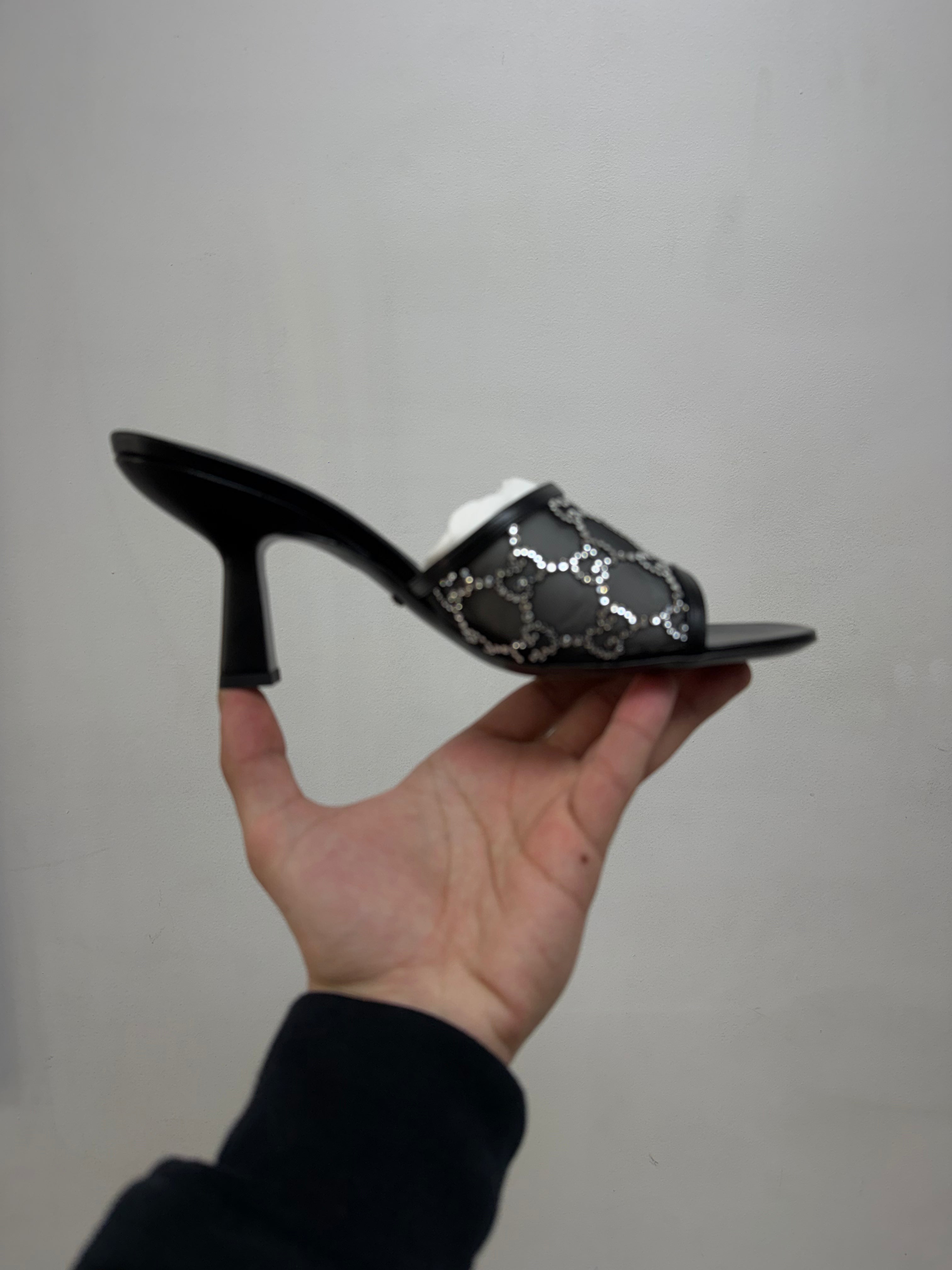 Gucci Black Crystal Heels