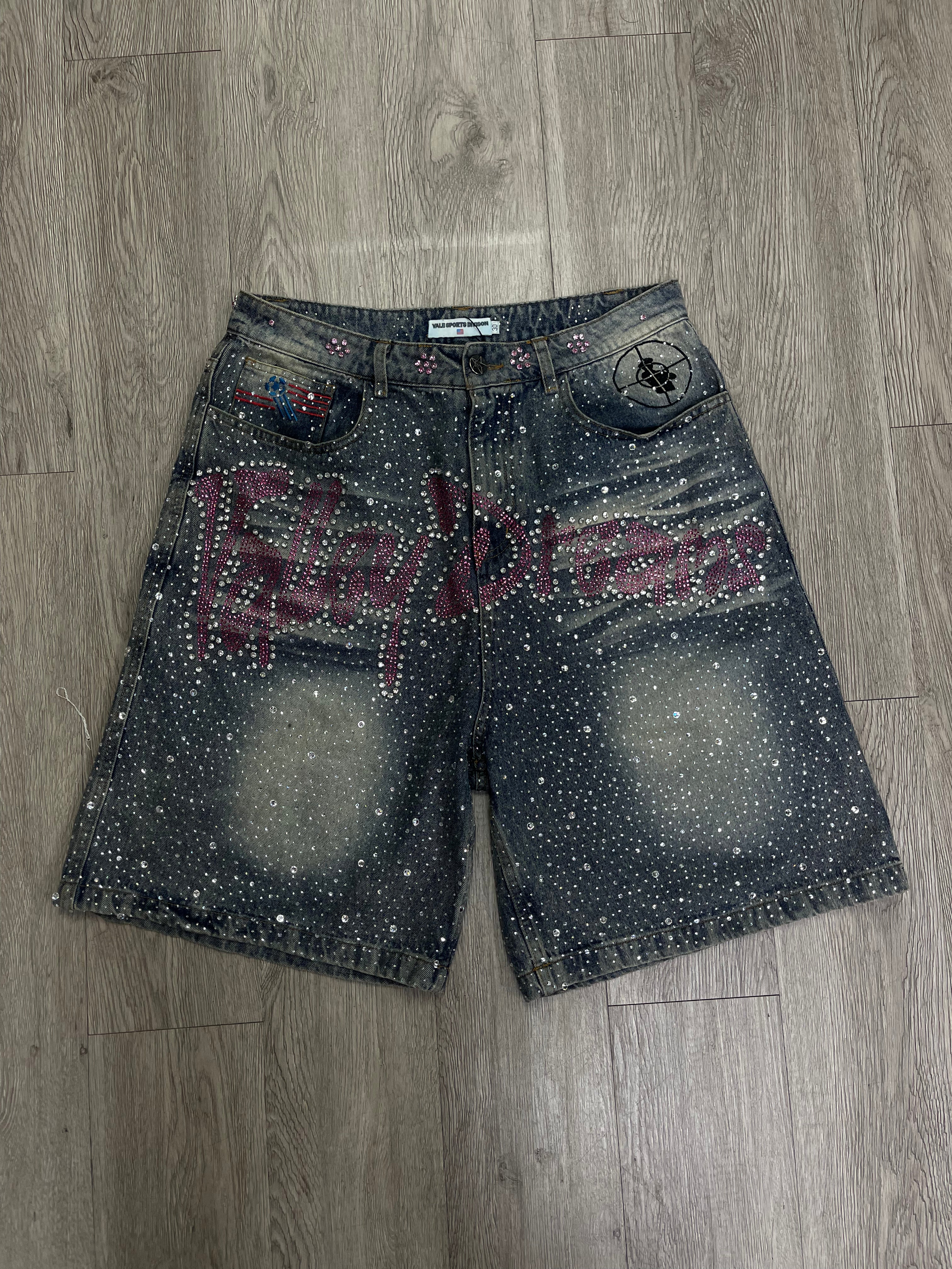 Vale Blue Iced Out Jean Shorts