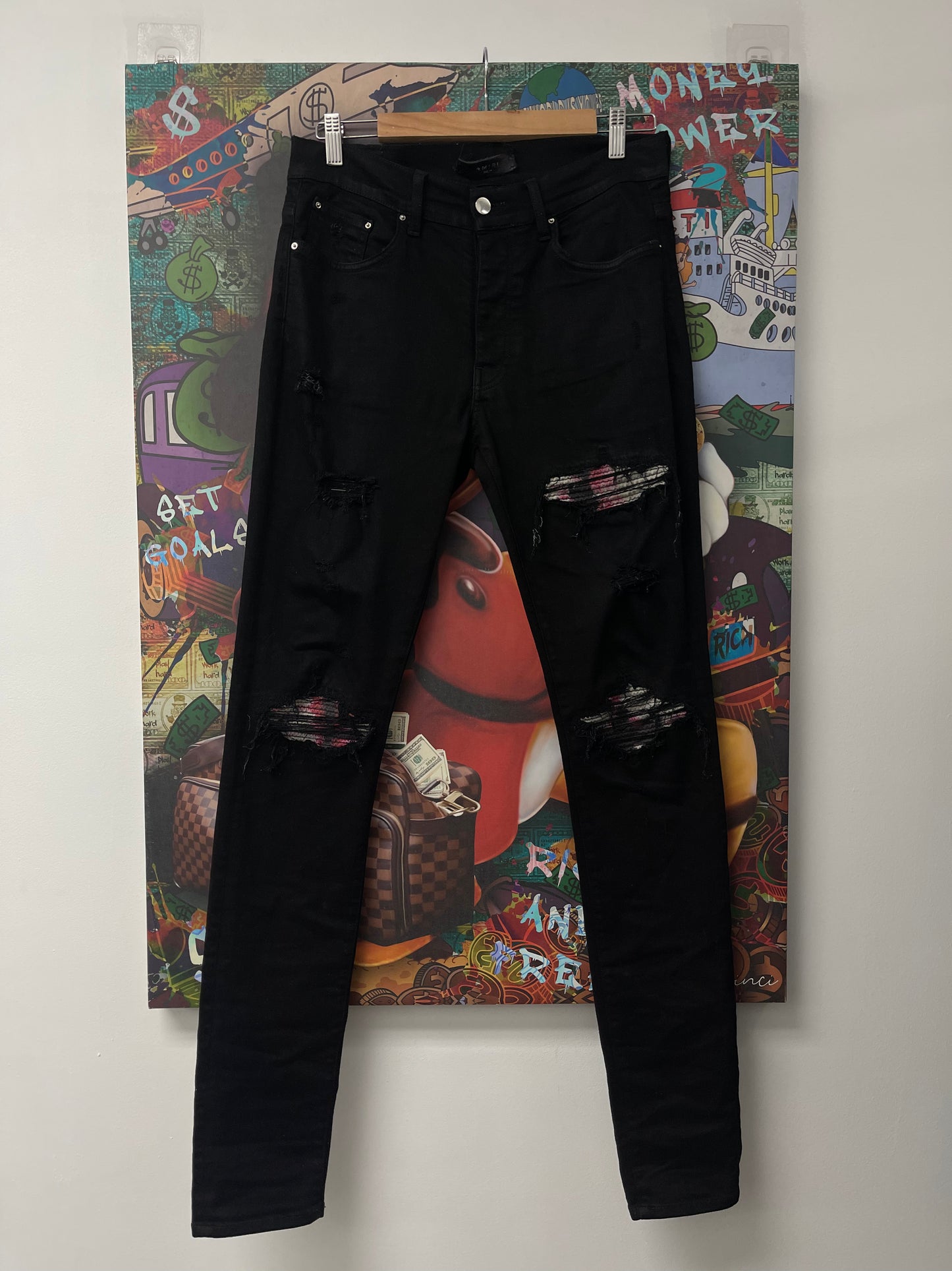 Amiri MX1 Black White Pink Patch Used 34