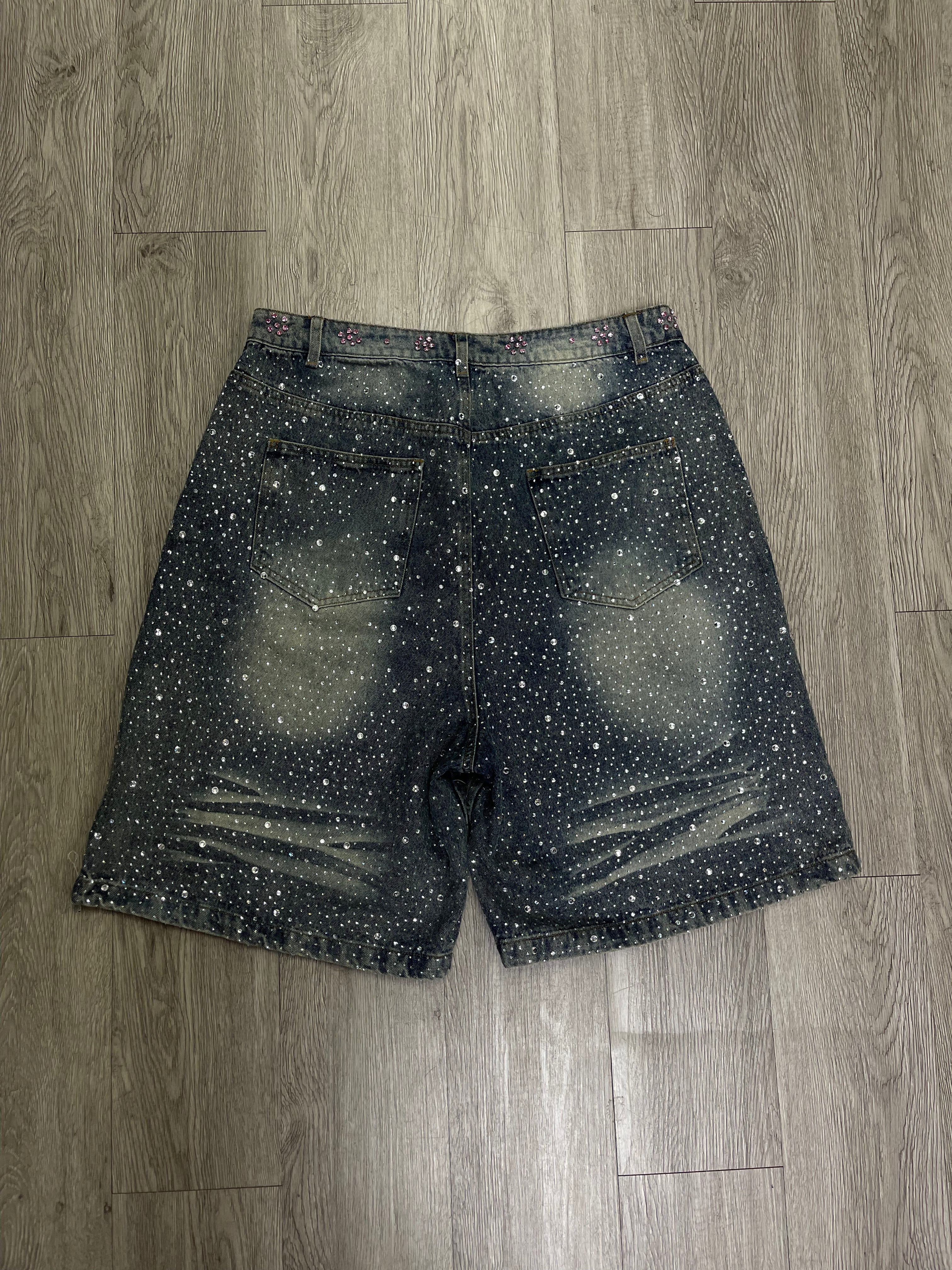 Vale Blue Iced Out Jean Shorts