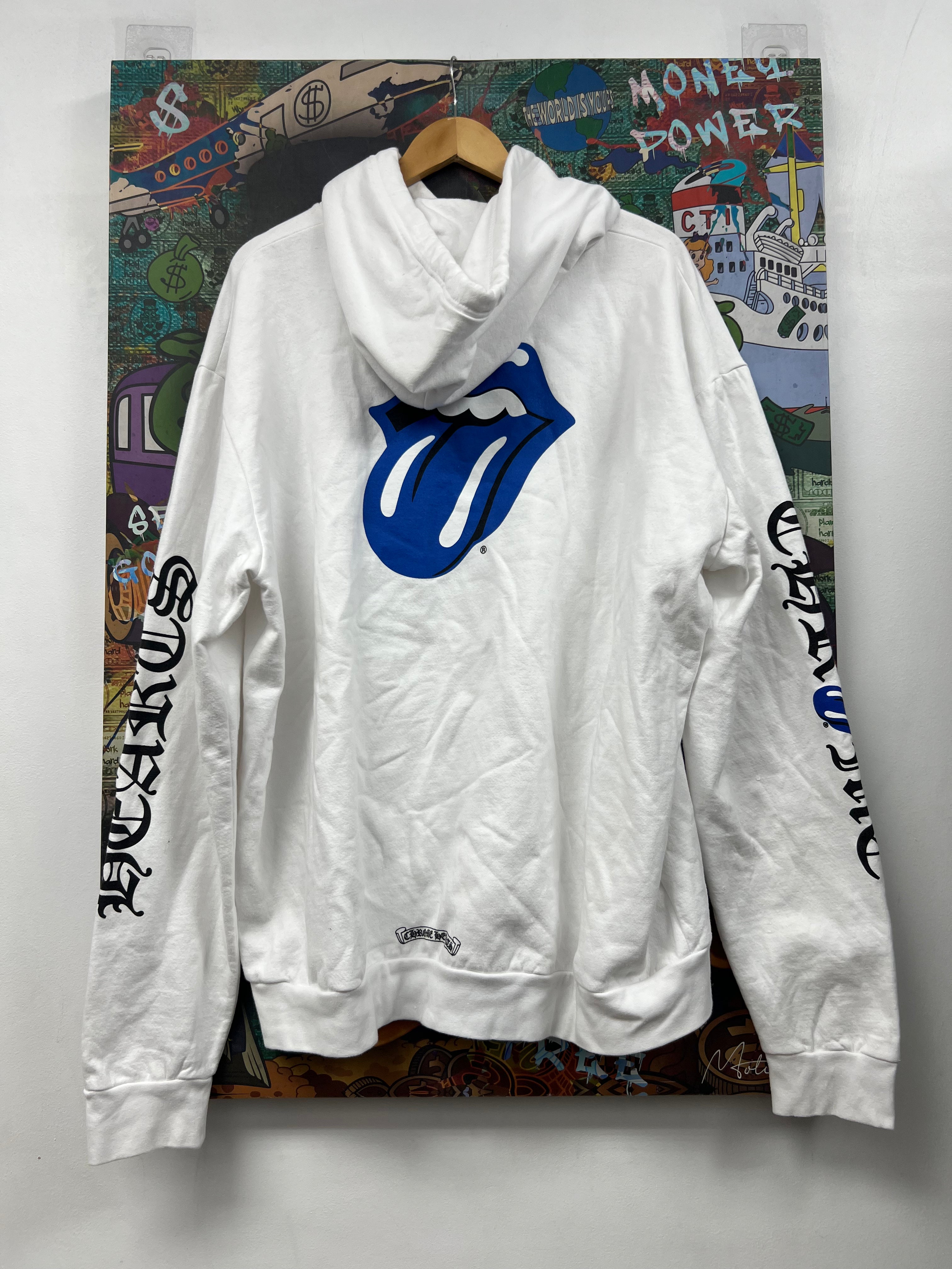 Chrome Hearts White NYC Rolling Stones Pullover Hoodie