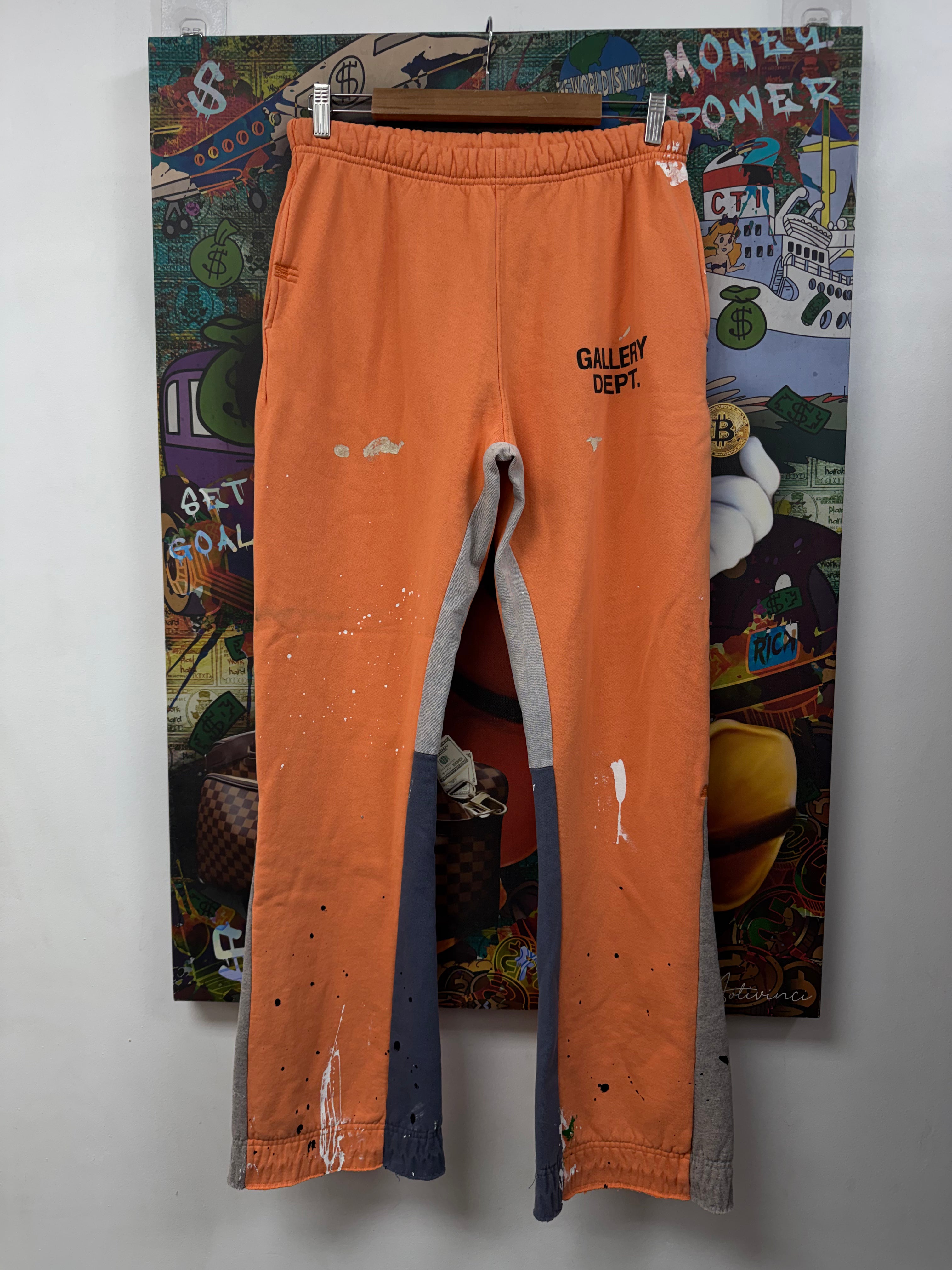 Gallery Dept Orange Paint Splatter Flare Sweats