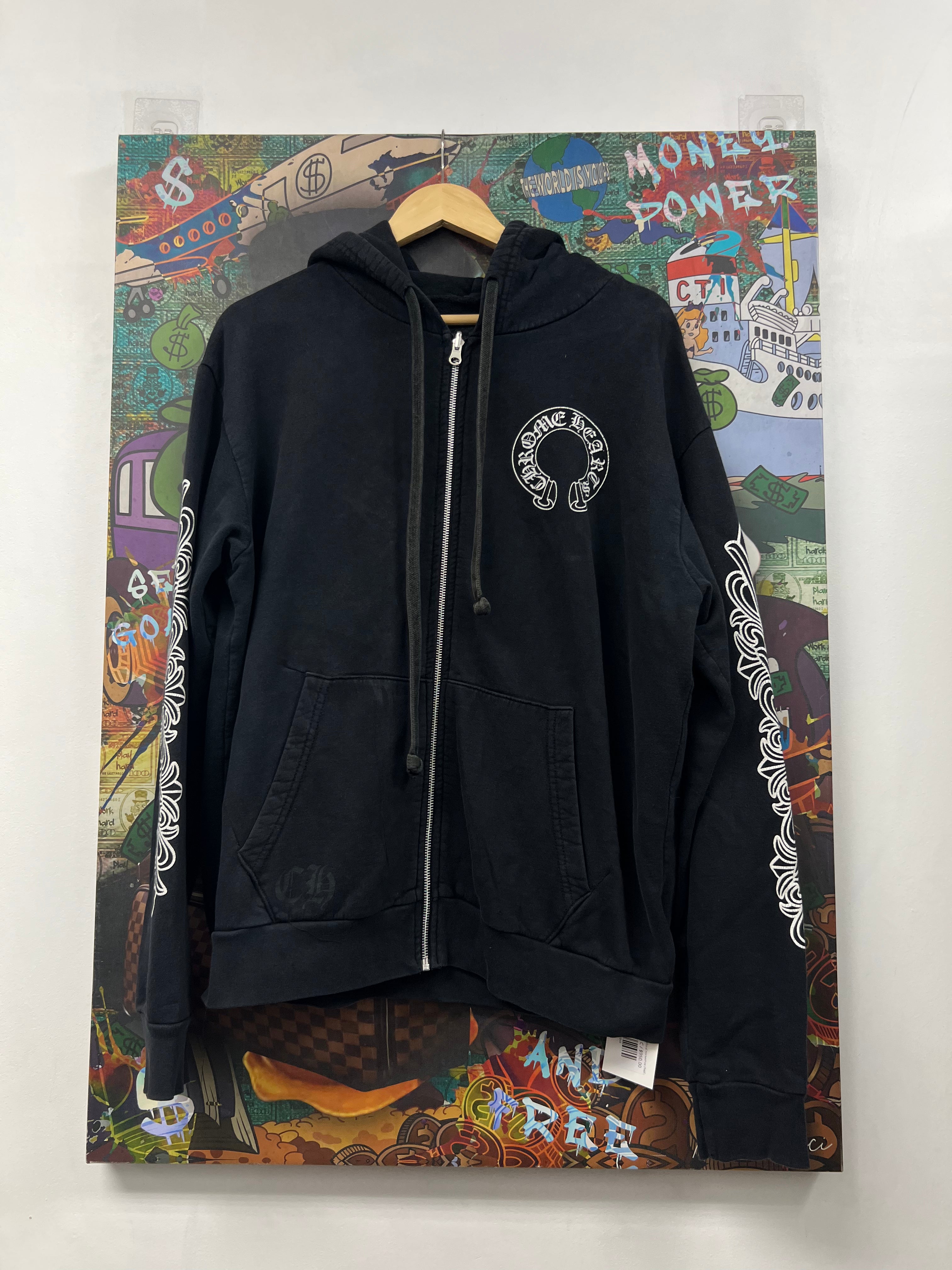 Chrome  Hearts Black Floral Horseshoe (Replacement Zipper) Zip Up