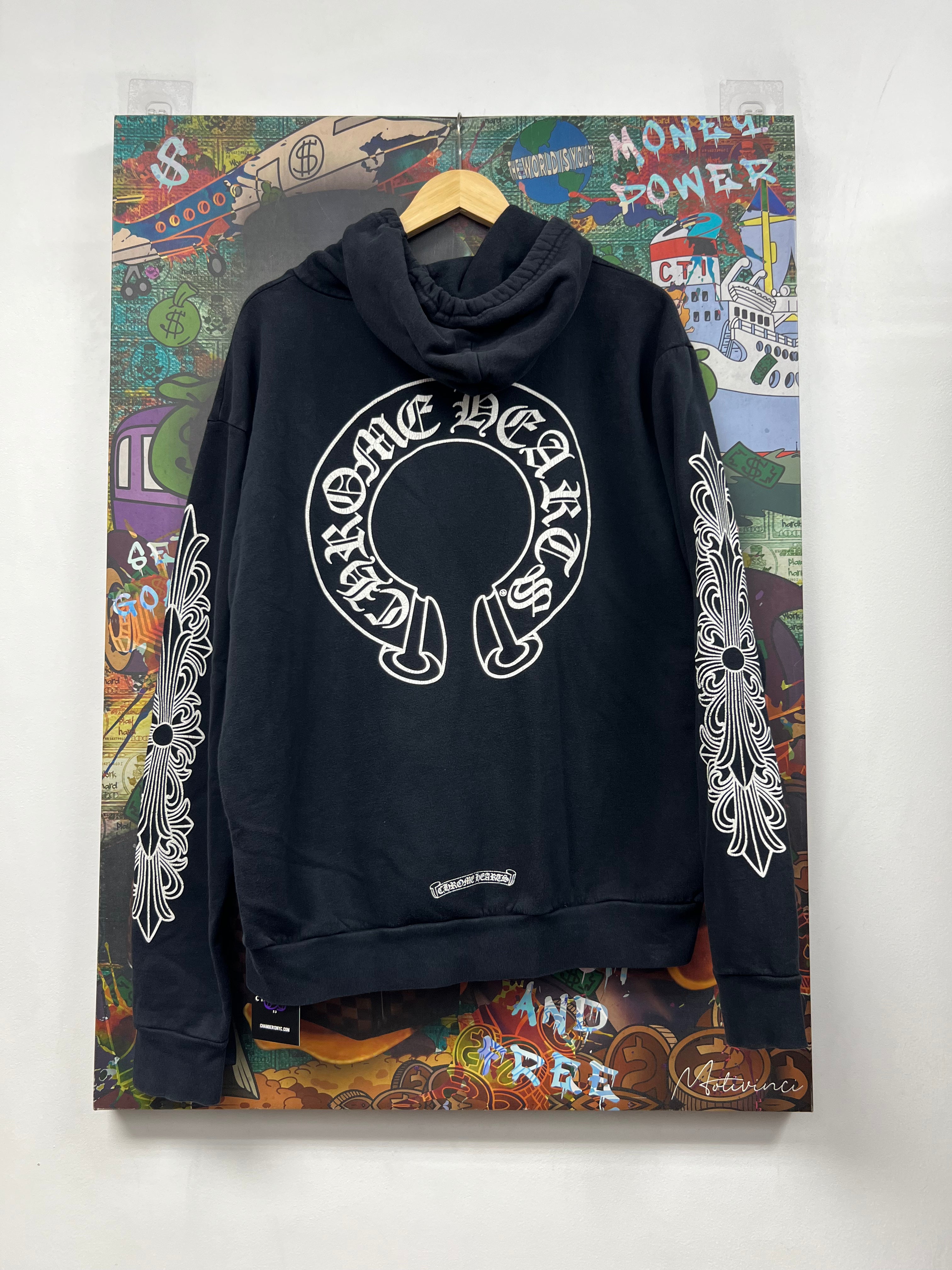 Chrome  Hearts Black Floral Horseshoe (Replacement Zipper) Zip Up