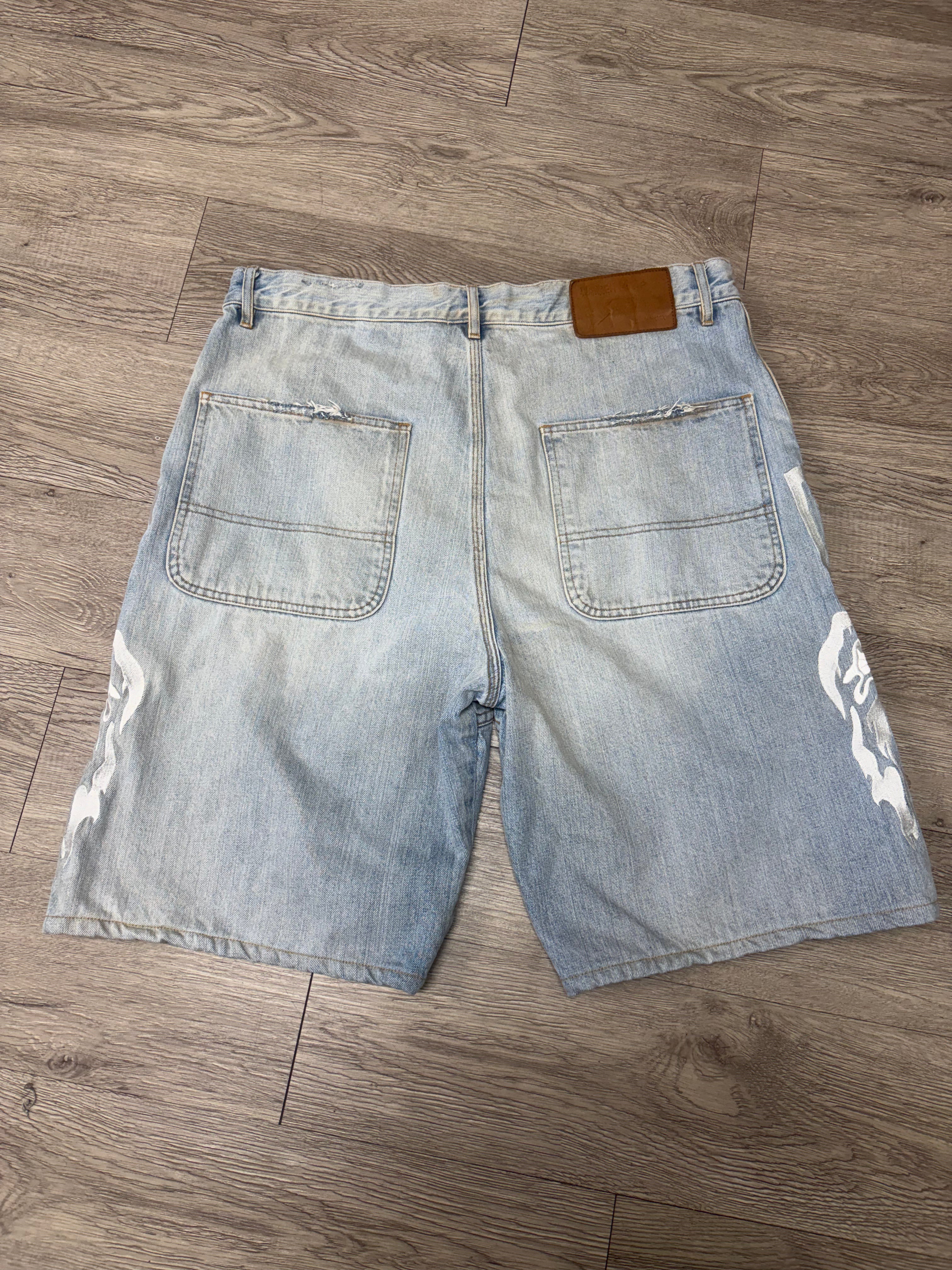 Warren Lotas Light Wash Embroidered Jean Shorts