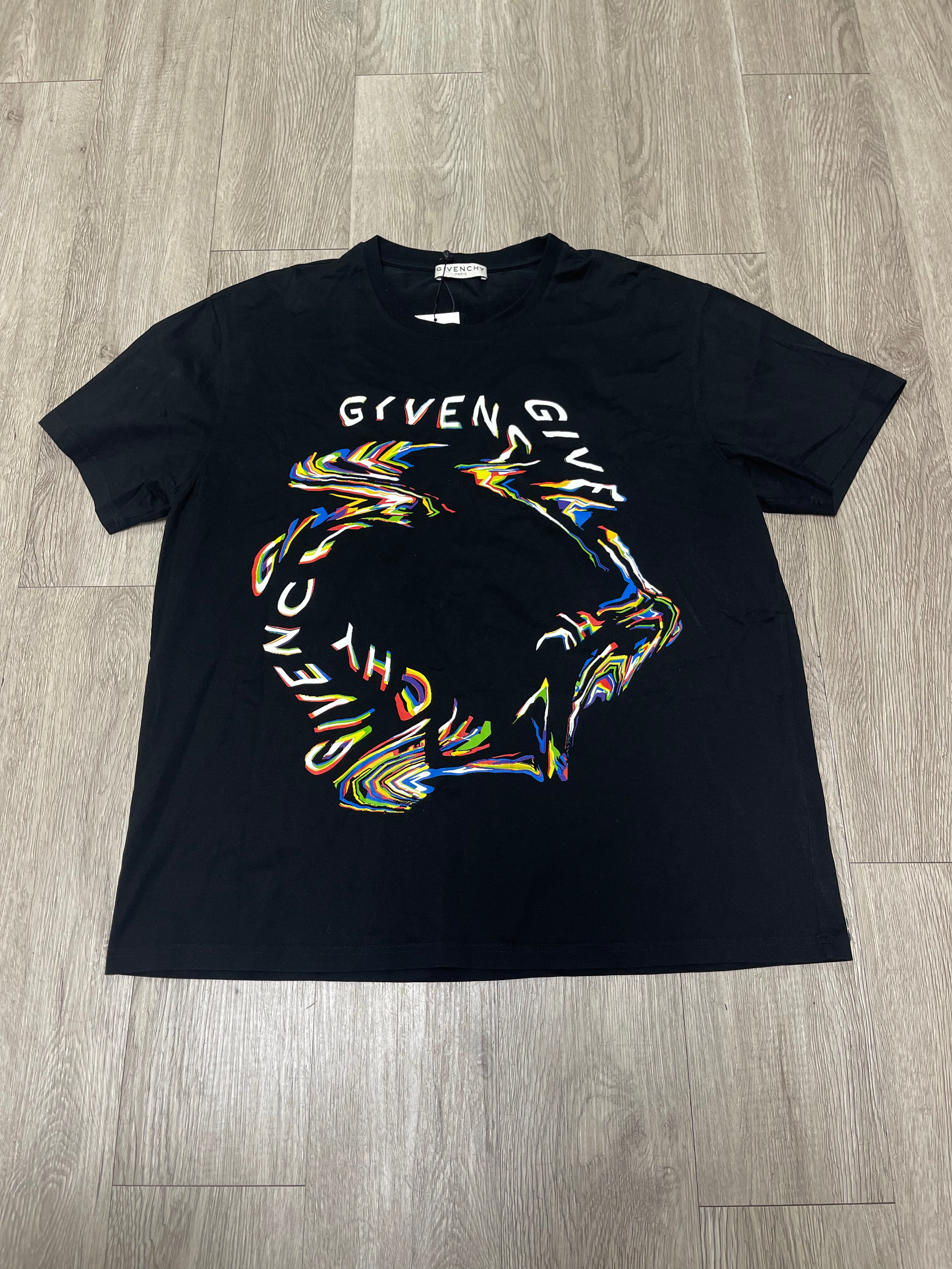 Givenchy Black Rainbow Chest logo Tee