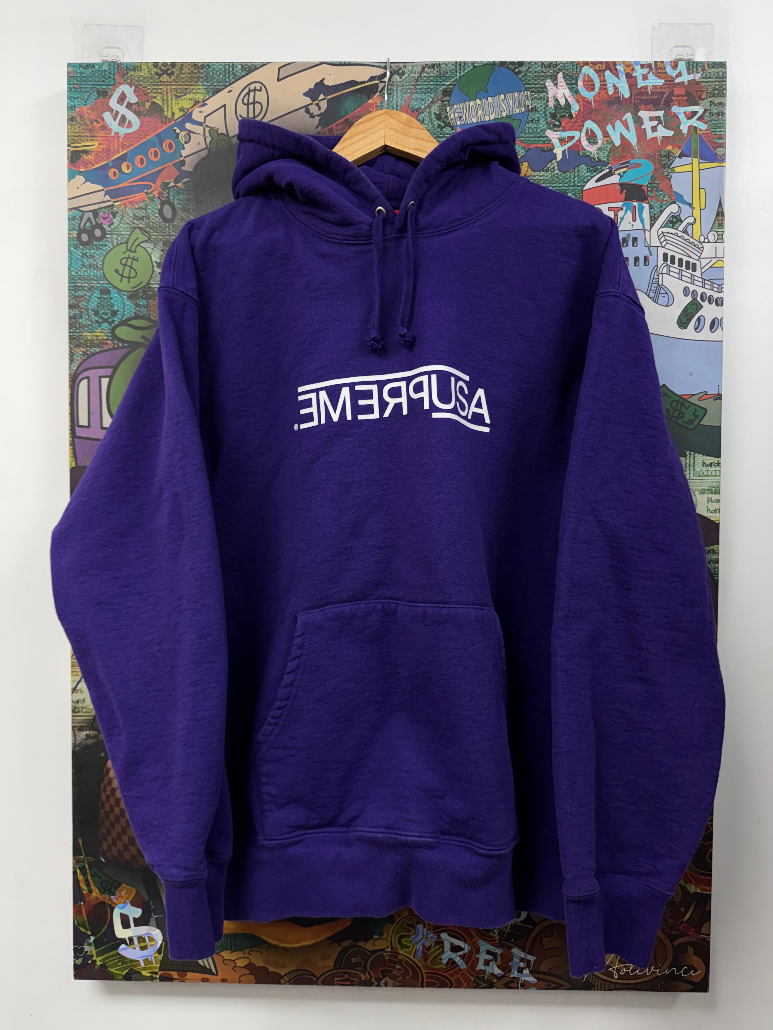 Supreme Purple White Logo Hoodie