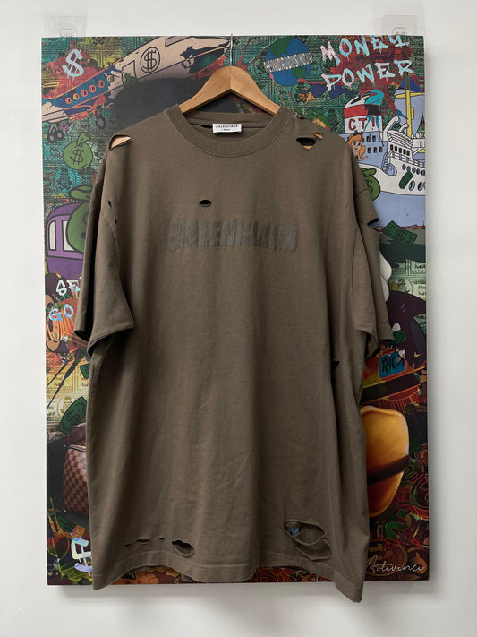 Balenciaga Brown grey Tee New Small With Tags