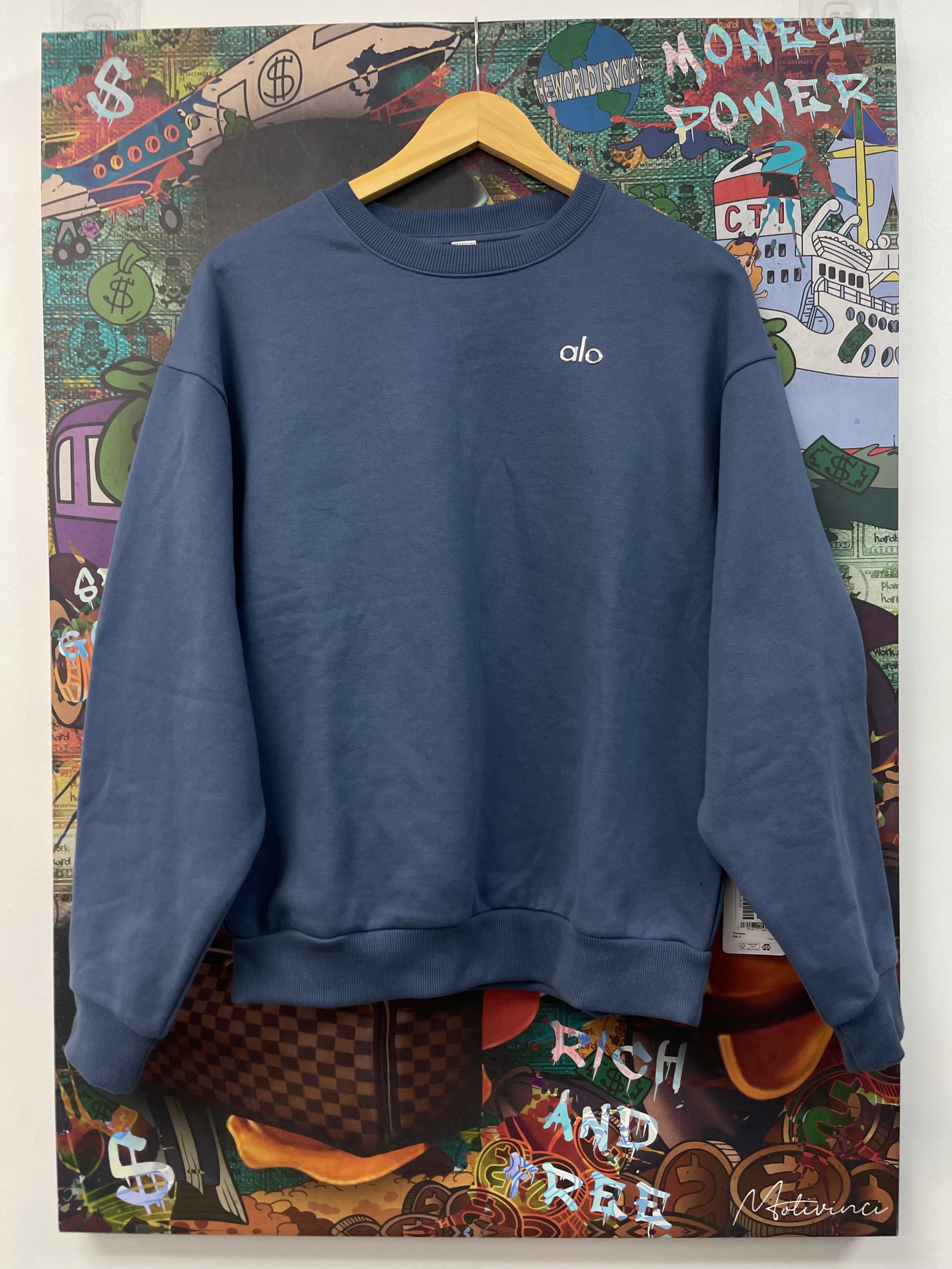 ALO Powder Blue Logo Crewneck