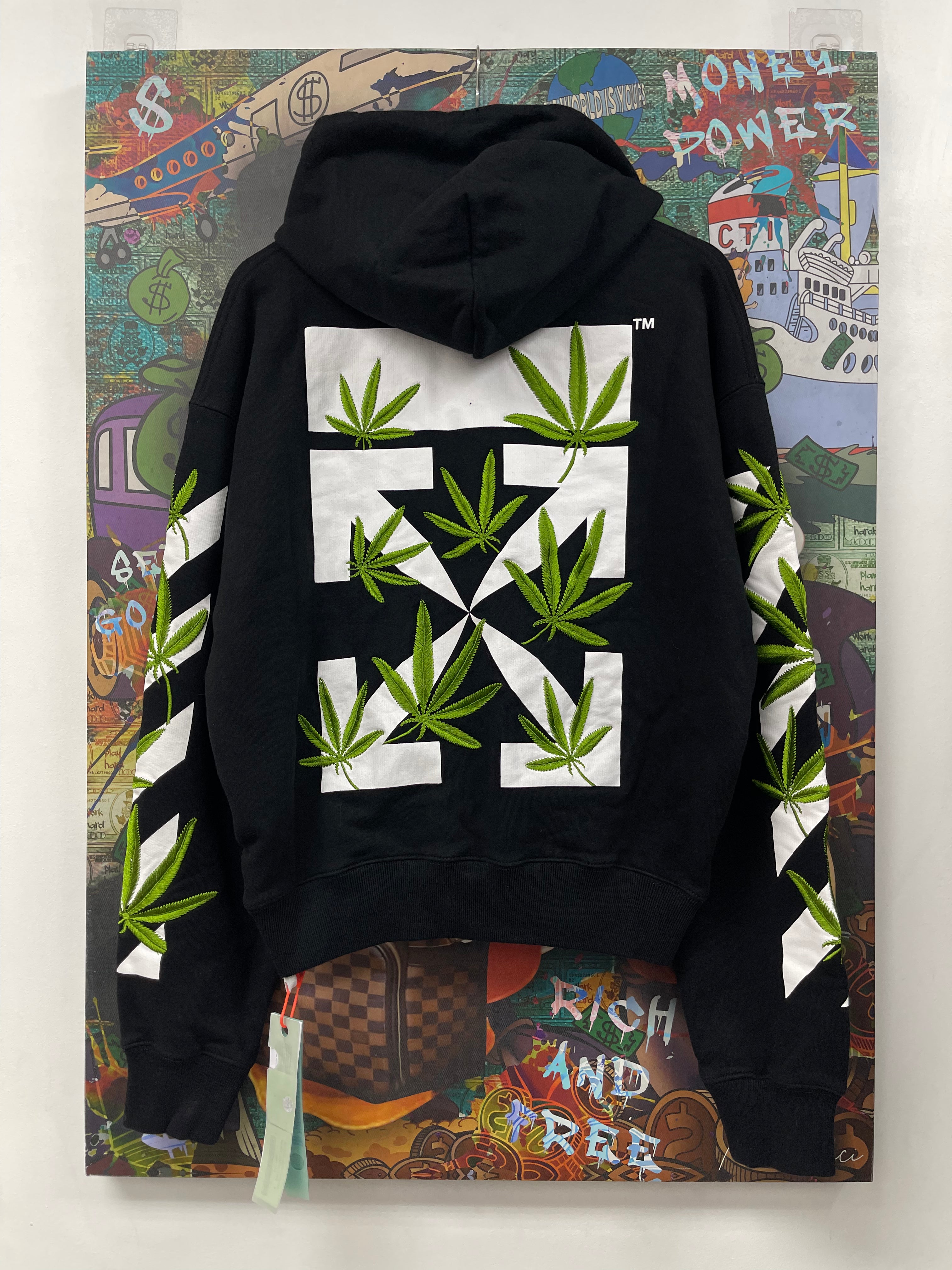 Off White Black Weed Arrows Hoodie