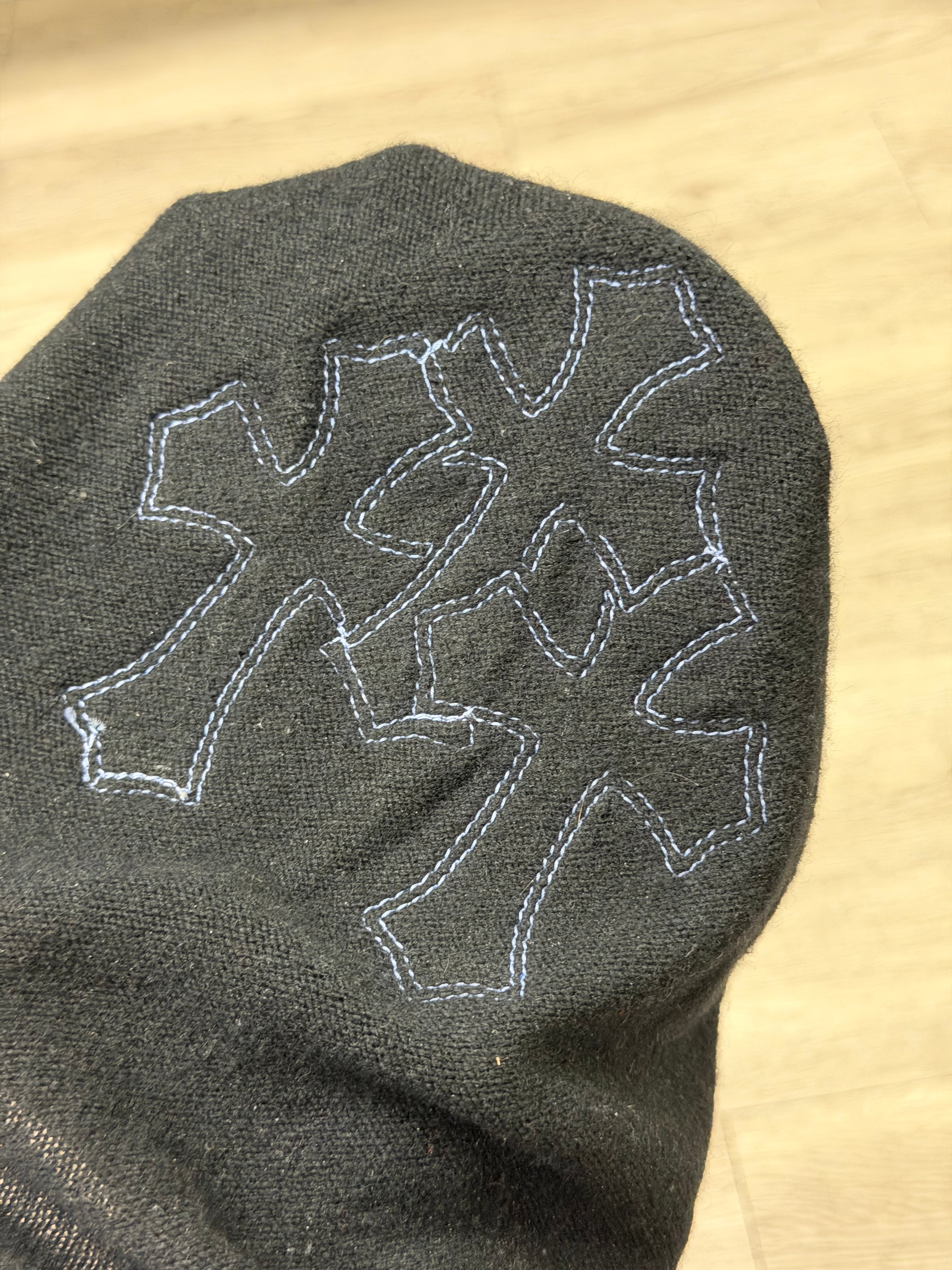 Chrome  Hearts Black Cashmere Blue Cross Patch Mask Accessories