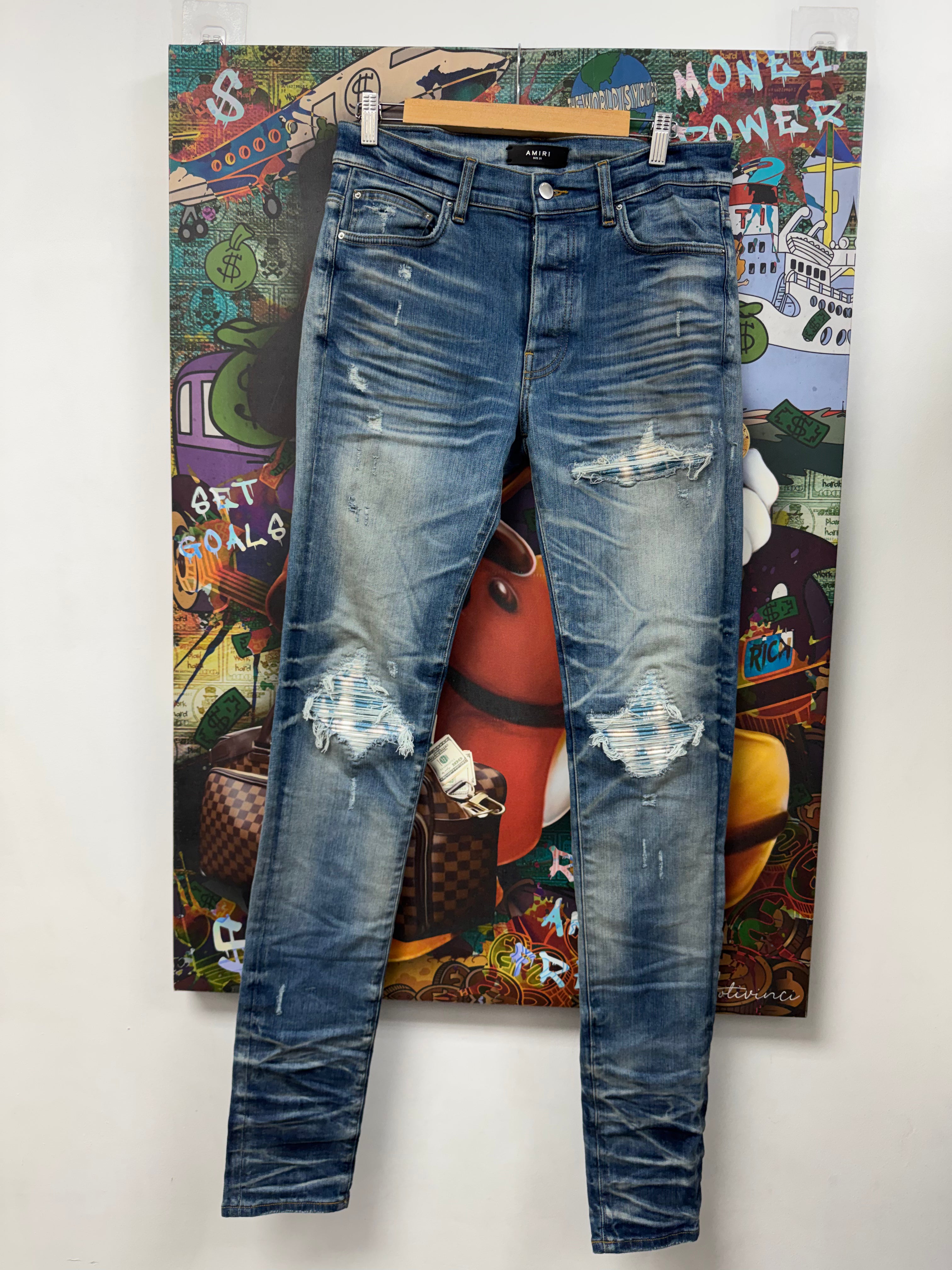 Amiri MX1 Honeycomb Bleached Cream Blue Jeans