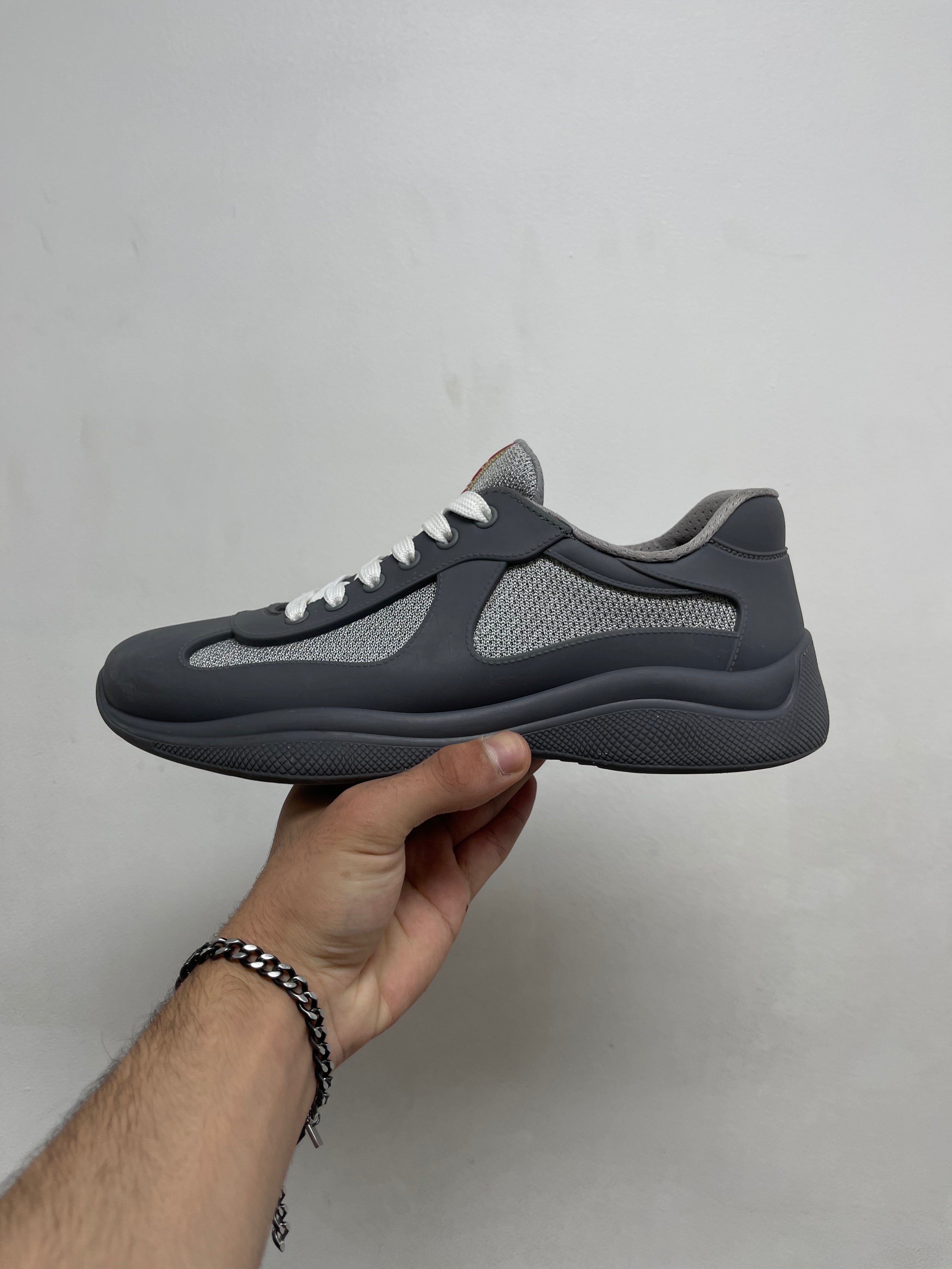 Prada Grey Rubber Cup Sneakers