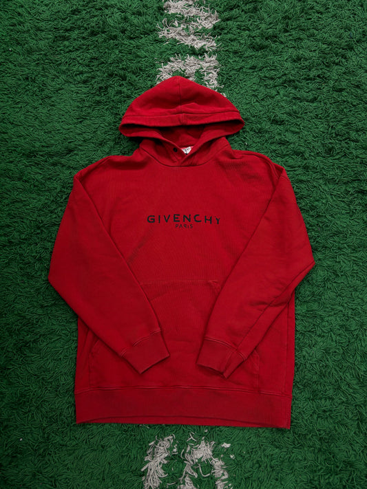 Givenchy Chest Logo Hoodie Red Used XS