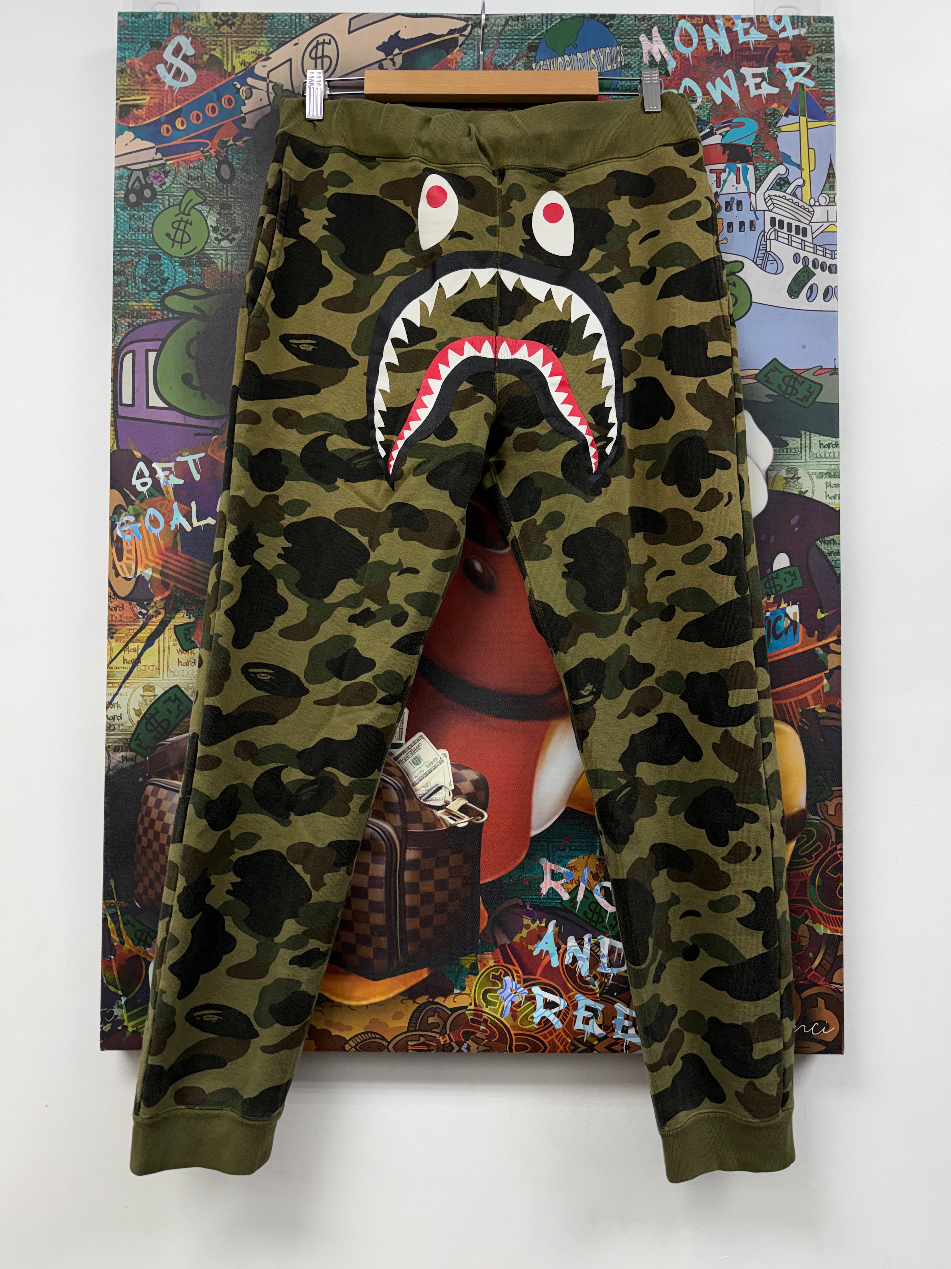 BAPE Green Camo Shark Sweats